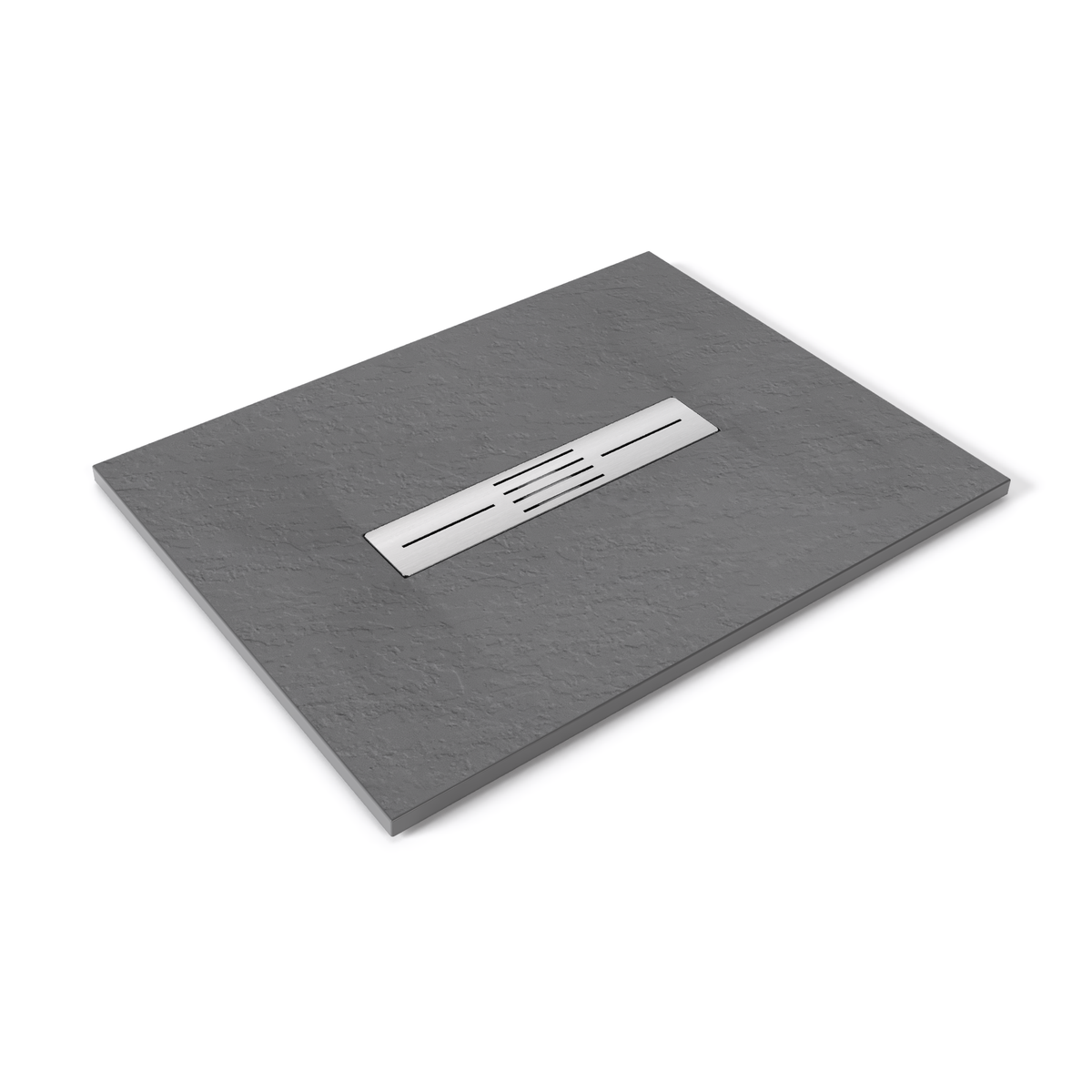 SMC Duschwanne Lumia in Schieferoptik inkl. Ablaufgarnitur Grau 90x100 cm