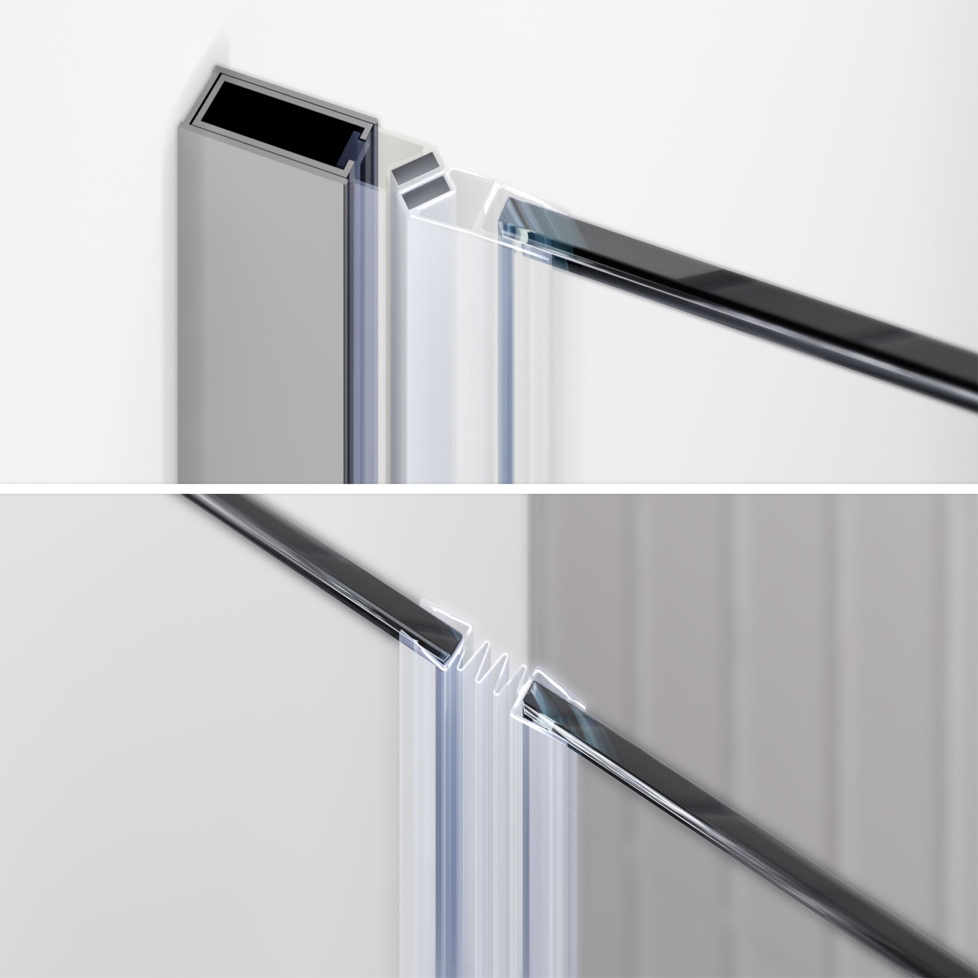 Duschtür Mila mit Falttür aus klarem ESG Sicherheitsglas