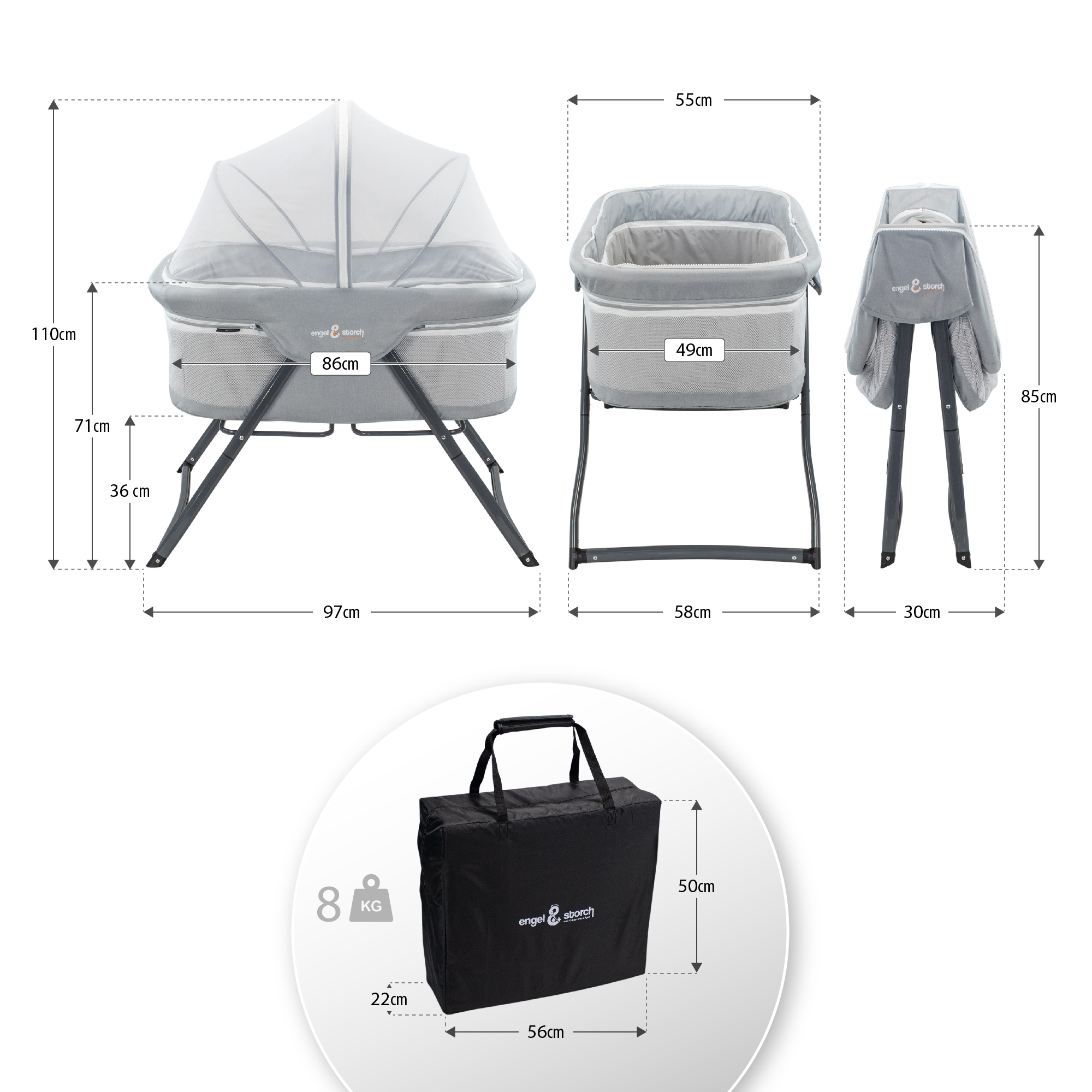 Artboard 10 Reisebett BEBITO inkl. Moskitohaube und Tragetasche