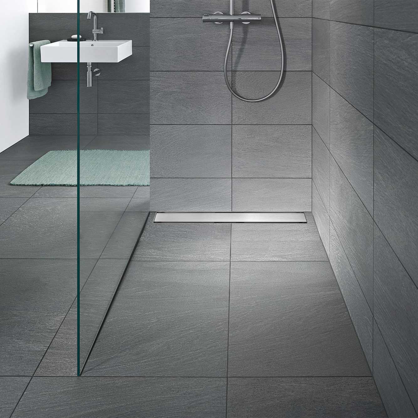 Duschrinne R1 aus Edelstahl für flache Installation Channel – Shower R1 in Stainless Steel for Flat Installation