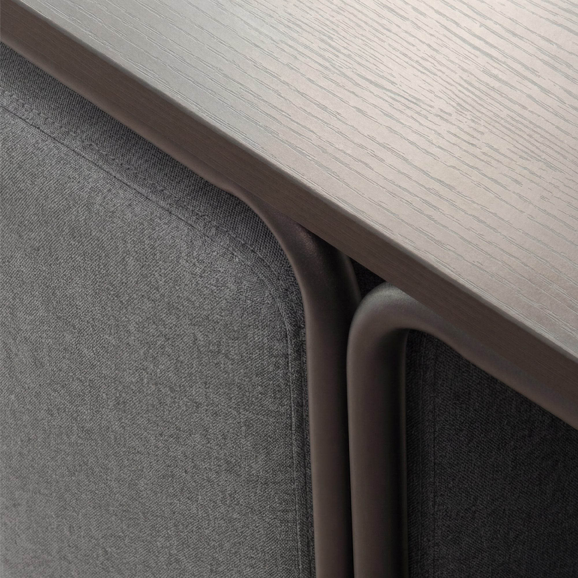 Couchtisch DUNCAN mit 2 Sitzmodulen | Tischplatte in schwarzer Holzoptik und Metallgestell
