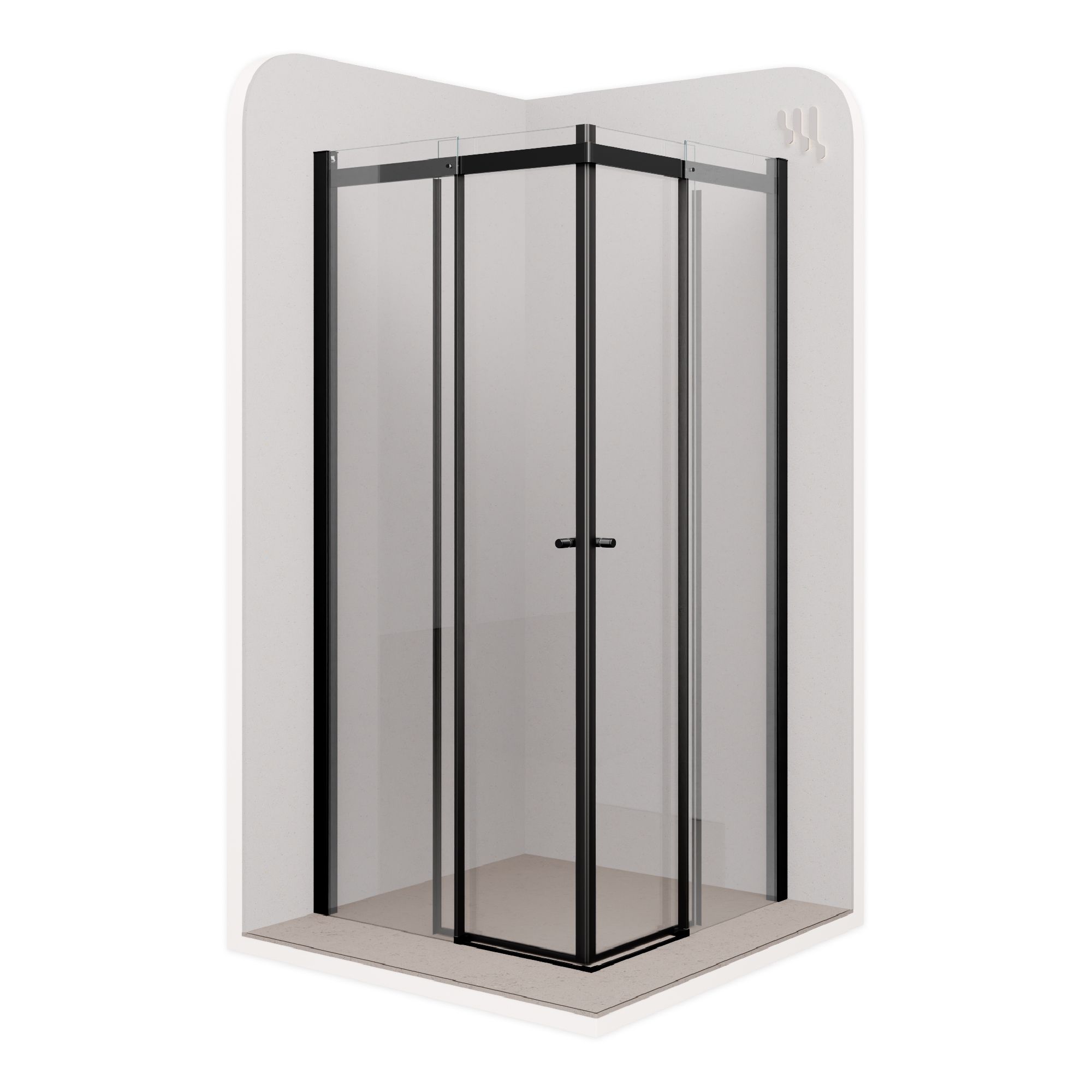 Corner Entry Kaylee BLACK with Sliding Doors made of ESG Safety Glass Corner Entry Kaylee BLACK with Sliding Doors made of ESG Safety Glass