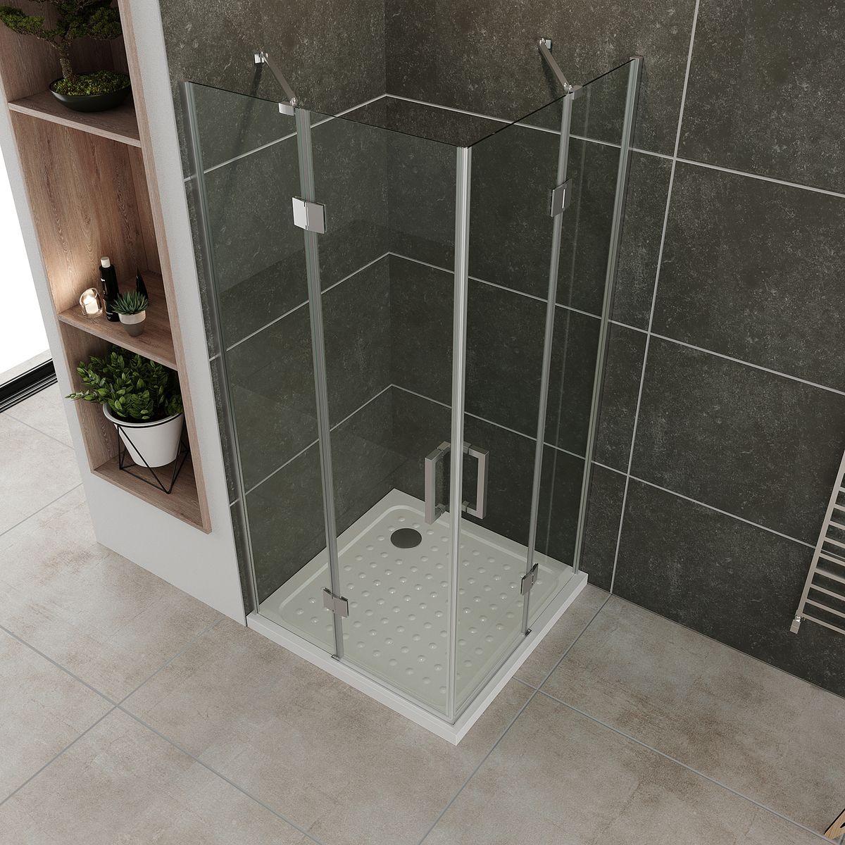 Eckeinstieg Celine mit Klapptüren aus ESG Sicherheitsglas Eckeinstieg Celine mit Klapptüren aus ESG Sicherheitsglas