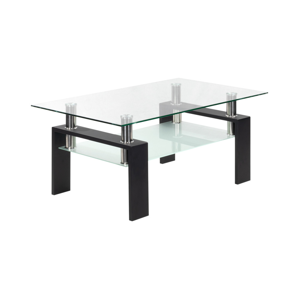Couchtisch PORTER aus Glas/Metall mit schwarzem Holz PORTER – Coffee Table in Glass/Metal with Black Wood