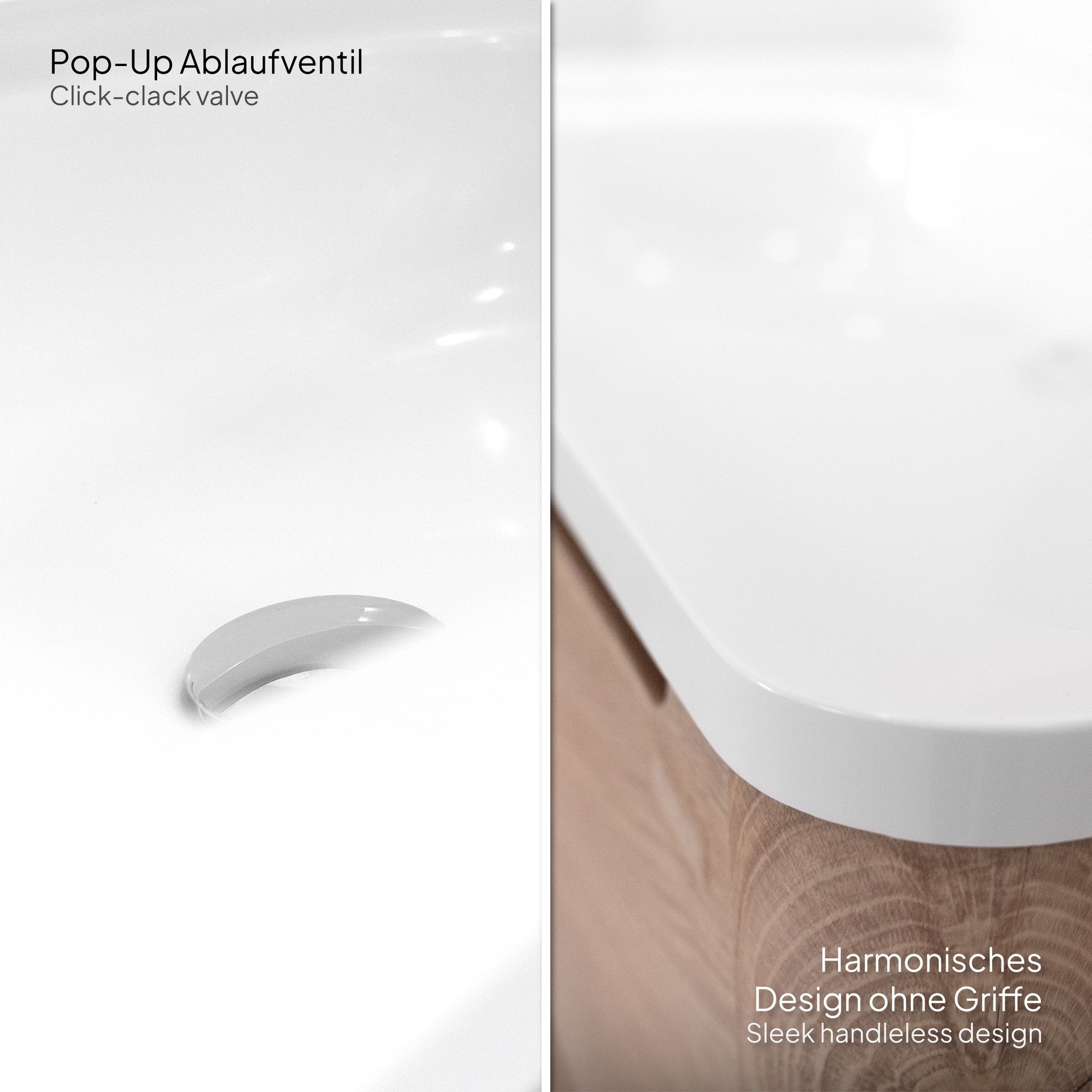 Badezimmermöbel Vesta – 100 cm Eiche hell, integriertes Waschbecken + LED-Spiegel Badezimmermöbel Vesta – 100 cm Eiche hell, integriertes Waschbecken + LED-Spiegel