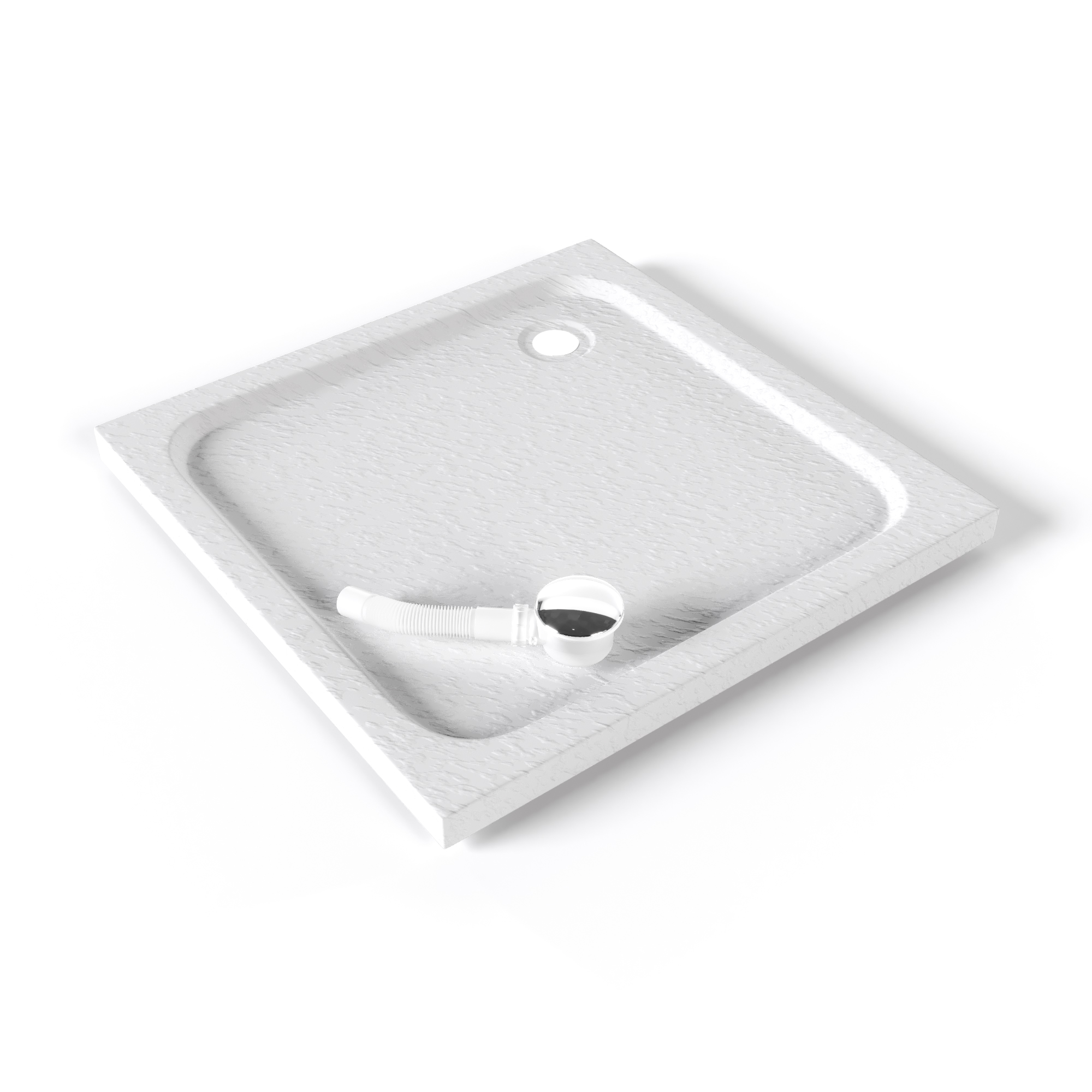 800X800 WT2.jpg Shower Tray Shimmer STONE made of sanitary acrylic including drainage set - White