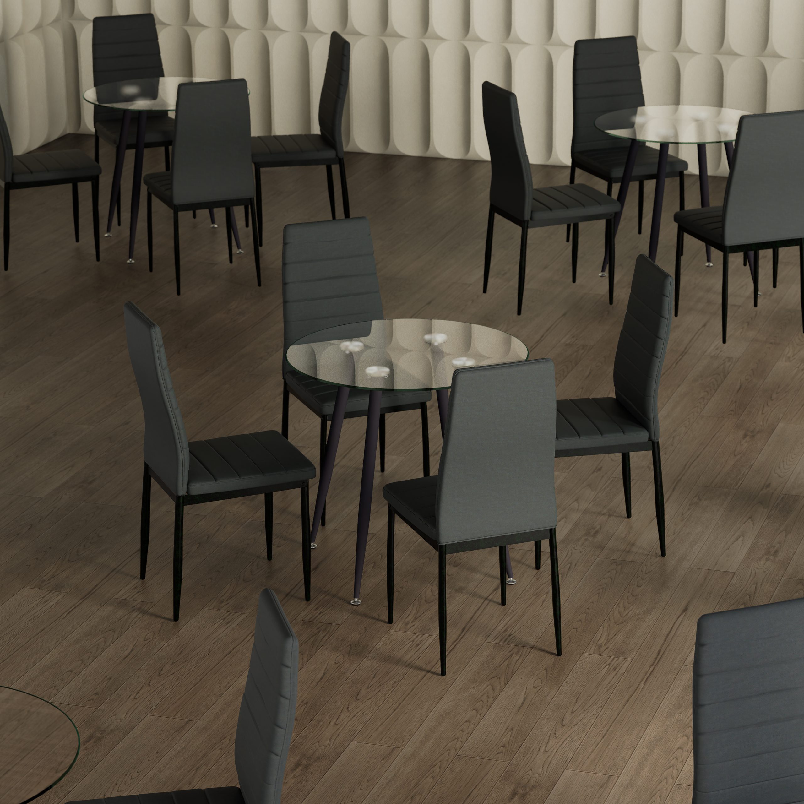 CORIN – Esszimmer-Tisch | Tischplatte: Transparentes Glas | Beine: Schwarz