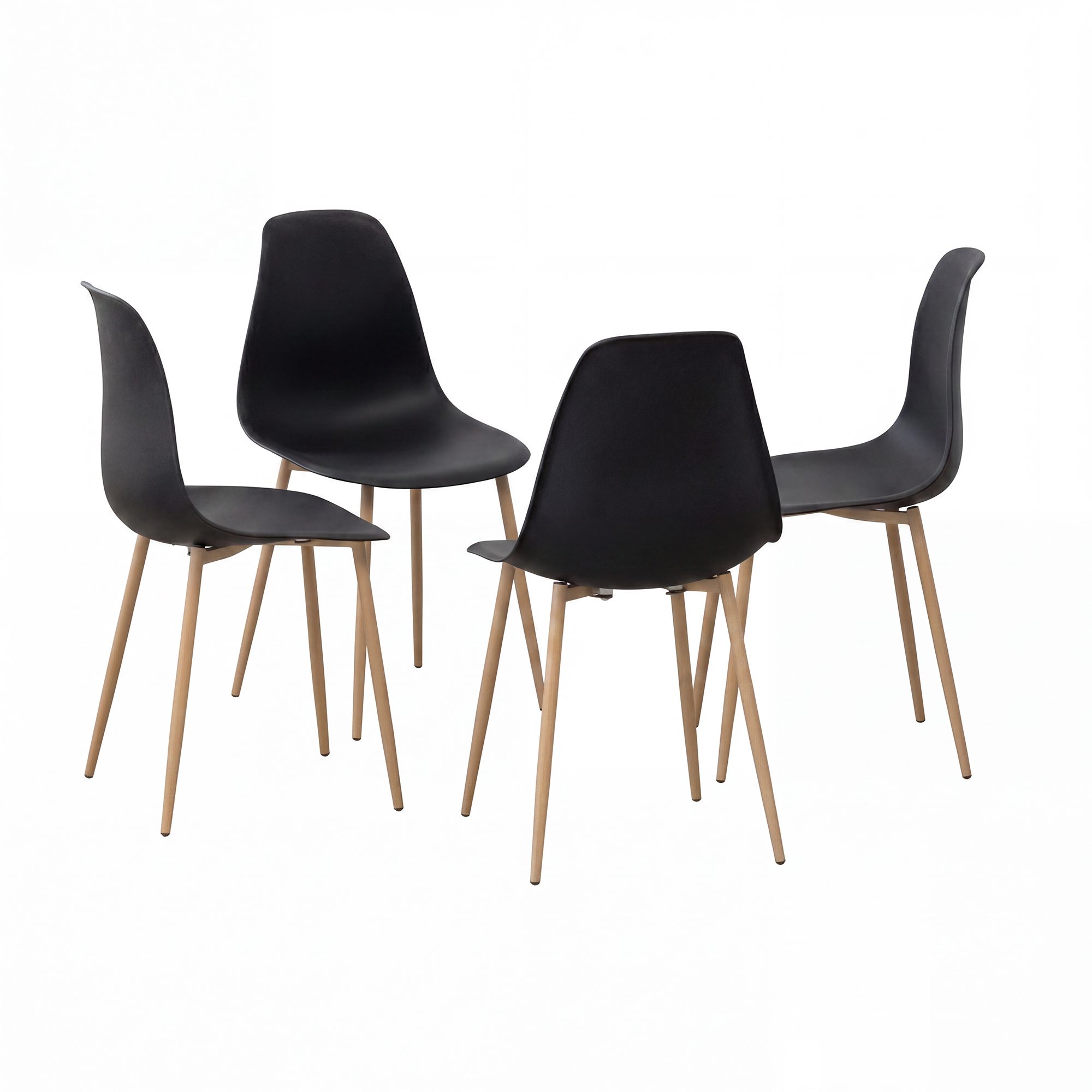 Esszimmerstuhl Hemans Schwarz (4er-Set): Hochlehner mit eleganter Holzoptik und robusten Metallbeinen Esszimmerstuhl Hemans Schwarz (4er-Set): Hochlehner mit eleganter Holzoptik und robusten Metallbeinen