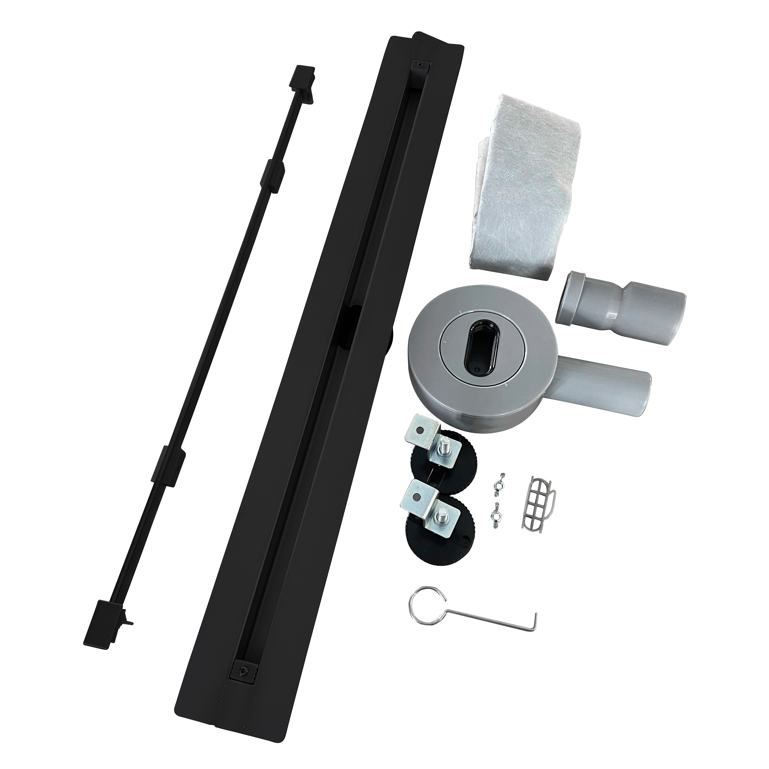 Stainless Steel Shower Drain - Ultra Flat - 360-Degree Adjustable Trap - Linear Black B13