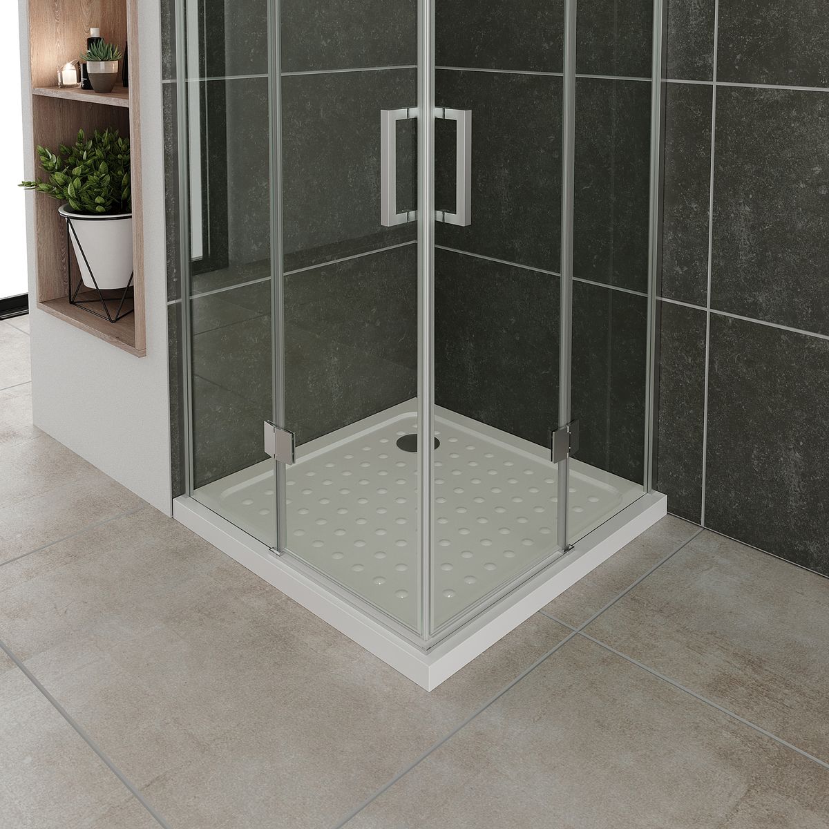 Eckeinstieg Celine mit Klapptüren aus ESG Sicherheitsglas Eckeinstieg Celine mit Klapptüren aus ESG Sicherheitsglas