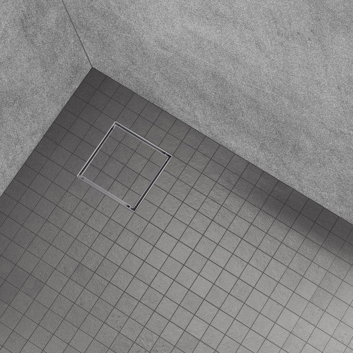 Square Shower Drain Q2 made of Stainless Steel for Low-Profile Installation, Tileable