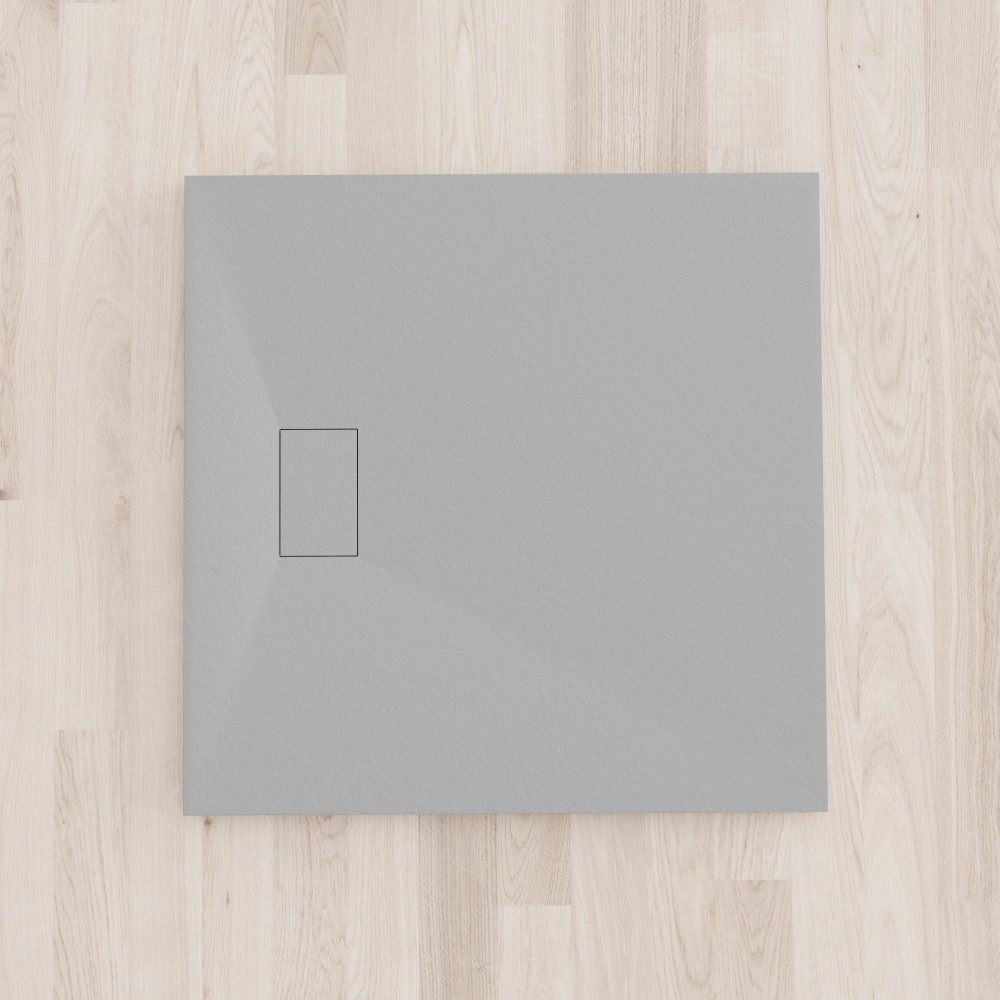 SMC Shower Tray Boreal in Stone Look with Drain Assembly - Grey