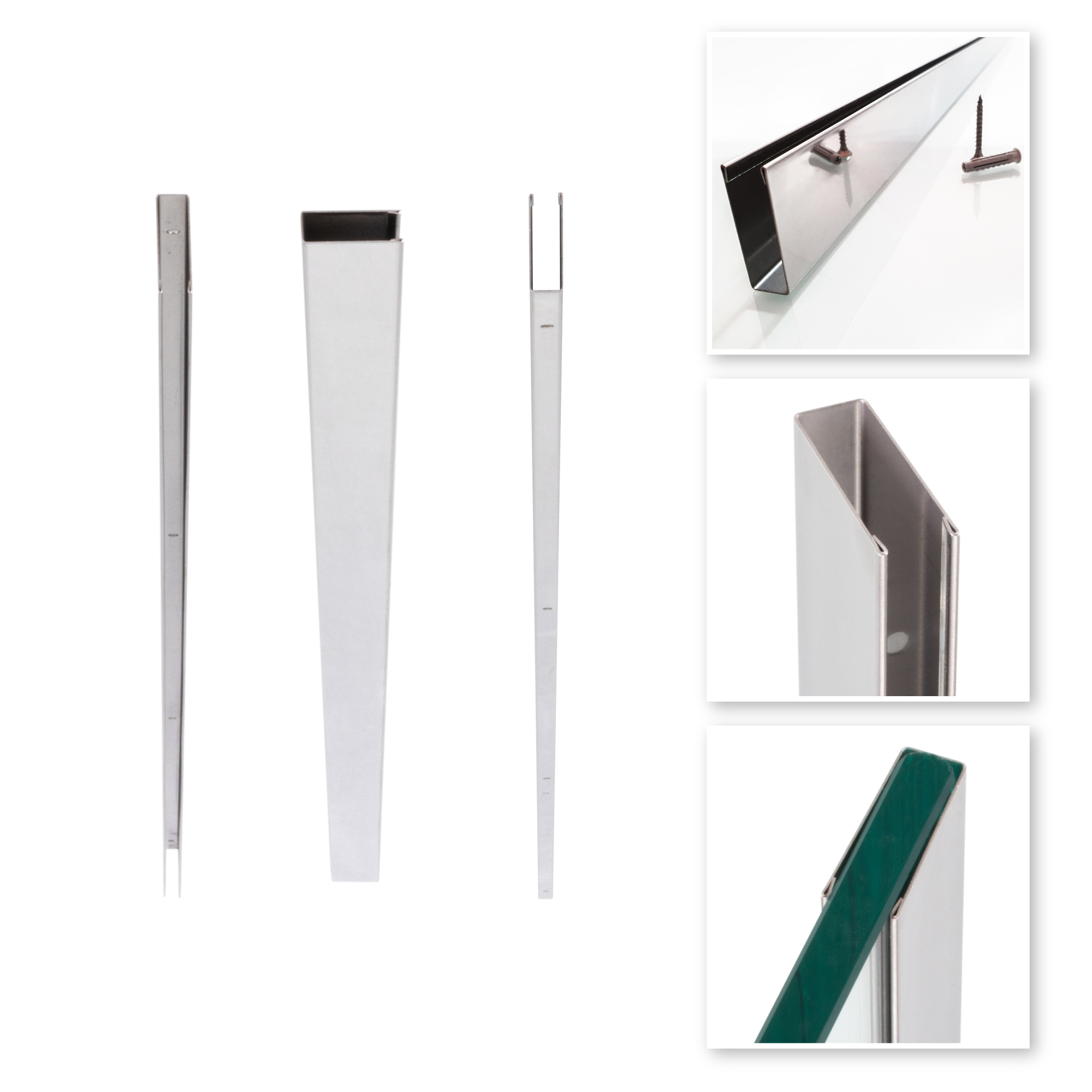 Premium Wandanschlussprofil Wandprofil aus V2A Edelstahl für 10 mm Duschabtrennungen ROSTFREIES U-Profil 200 cm