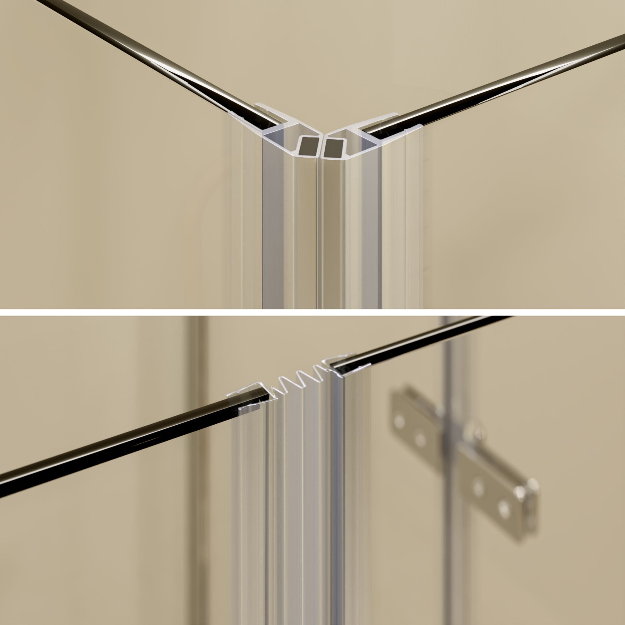 Corner Entry Alice with Folding Doors made of ESG Safety Glass