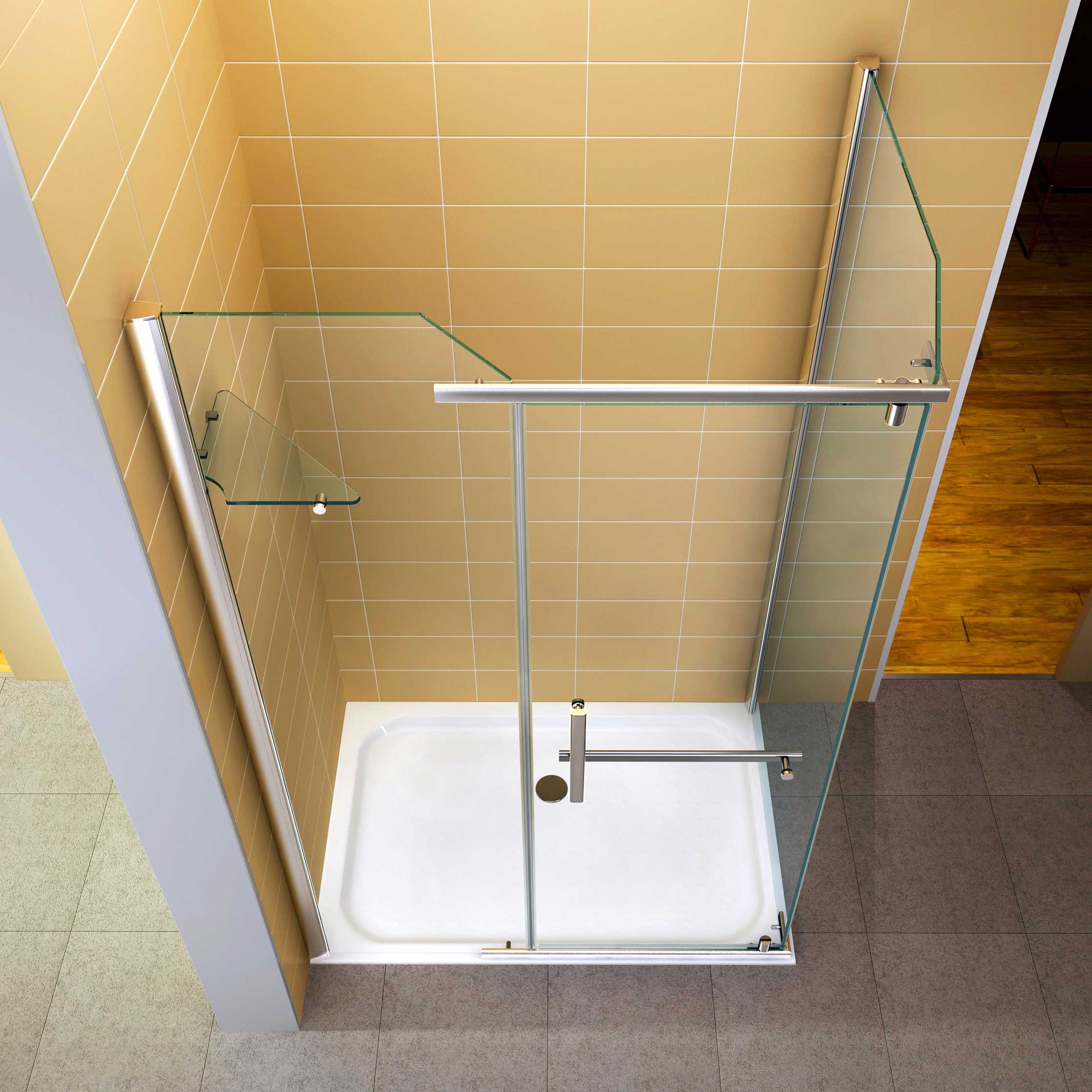 Fronteinstieg Rebecca mit Klapptür aus 8 mm ESG Sicherheitsglas Fronteinstieg Rebecca mit Klapptür aus 8 mm ESG Sicherheitsglas