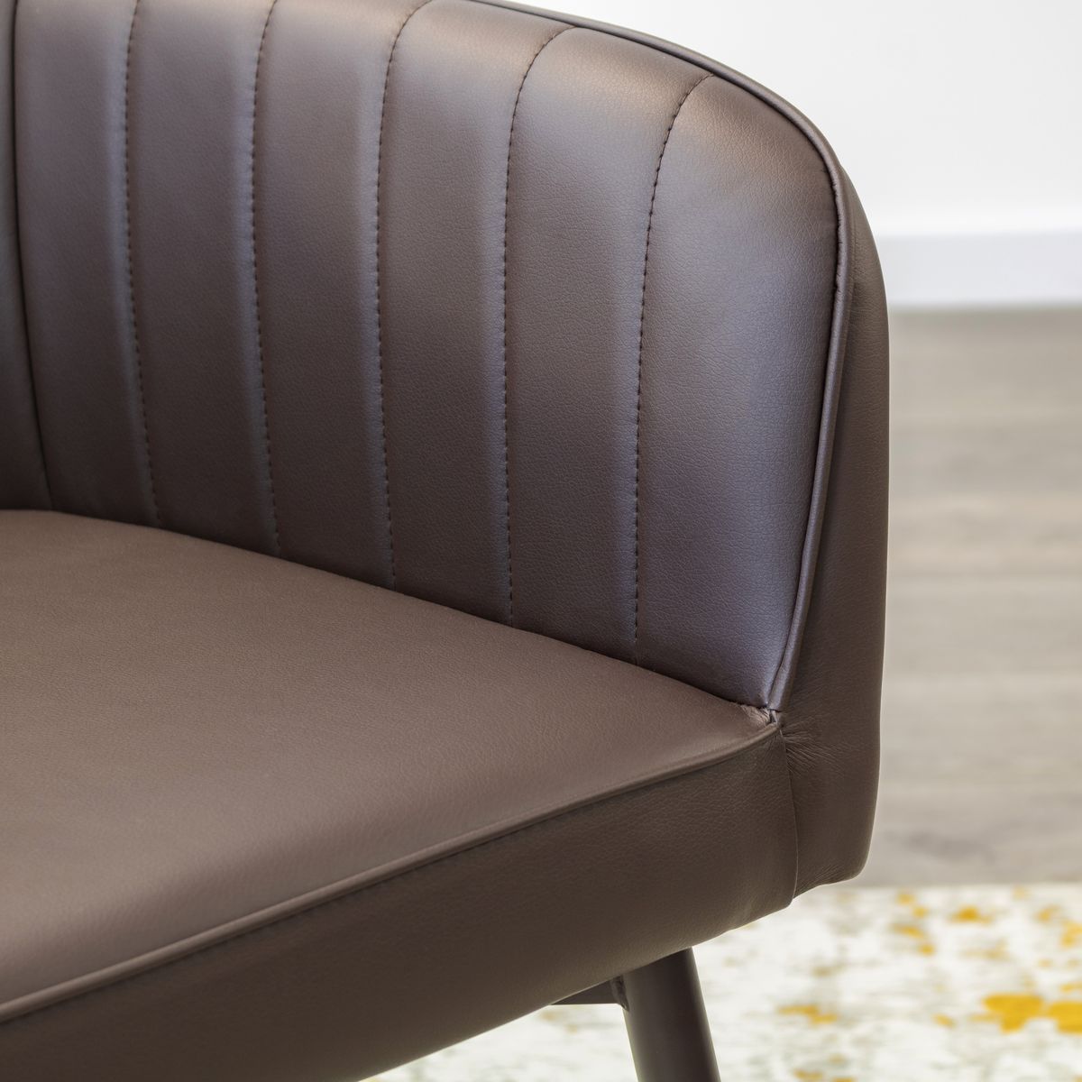 Esszimmerstuhl Wohnzimmerstuhl Dahlia Braun aus Kunstleder