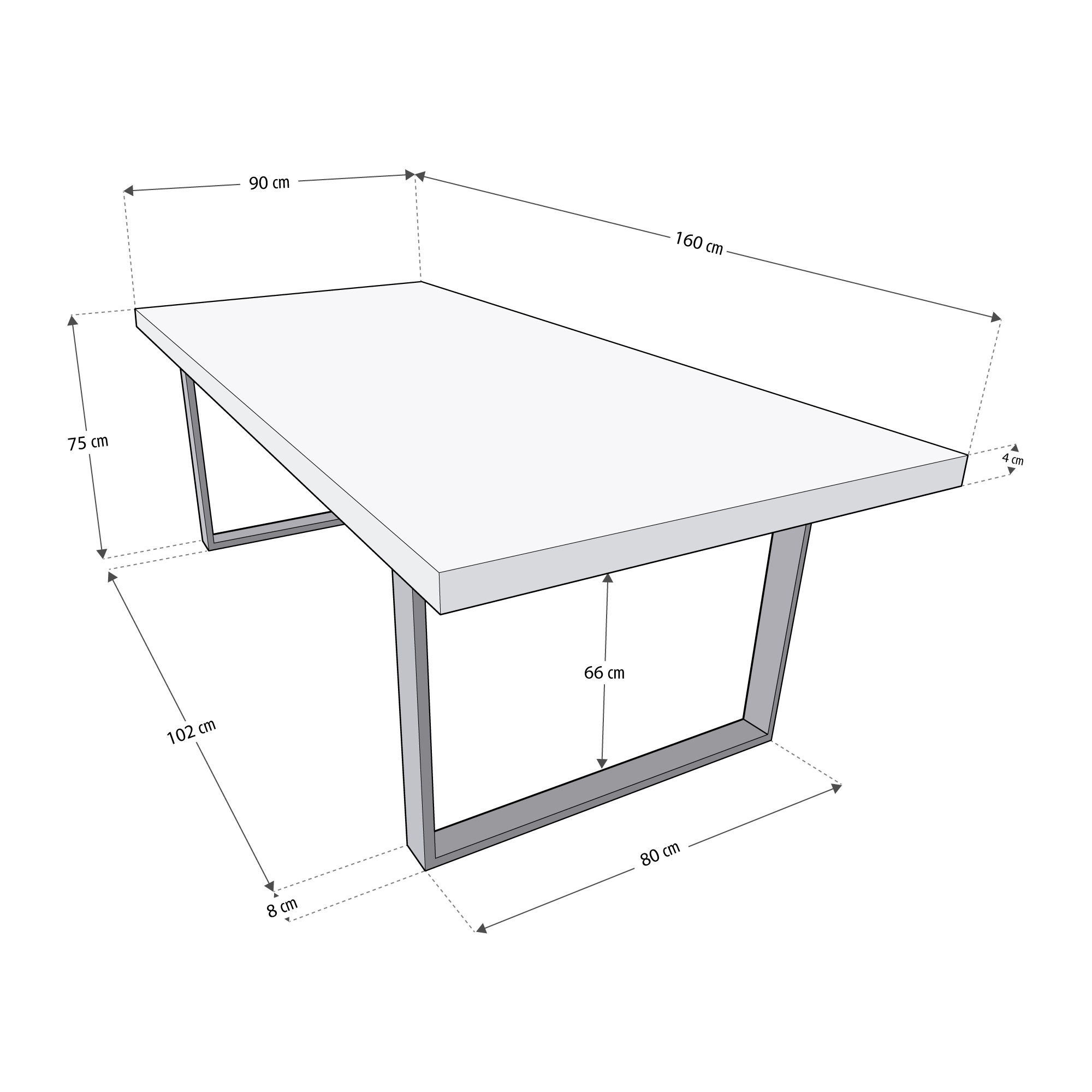 Esszimmertisch Kufentisch MACON Weiß + Industrial 160x90 cm