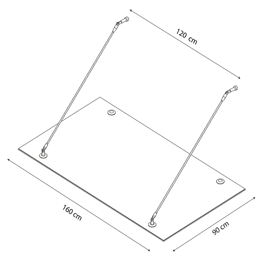 Glasvordach 120x90 cm Satiniert - 2 Haltestangen - 5.jpg Glasvordach Edelstahl Türvordach Glas Halterung Haustür Satiniert VSG - diverse Größen