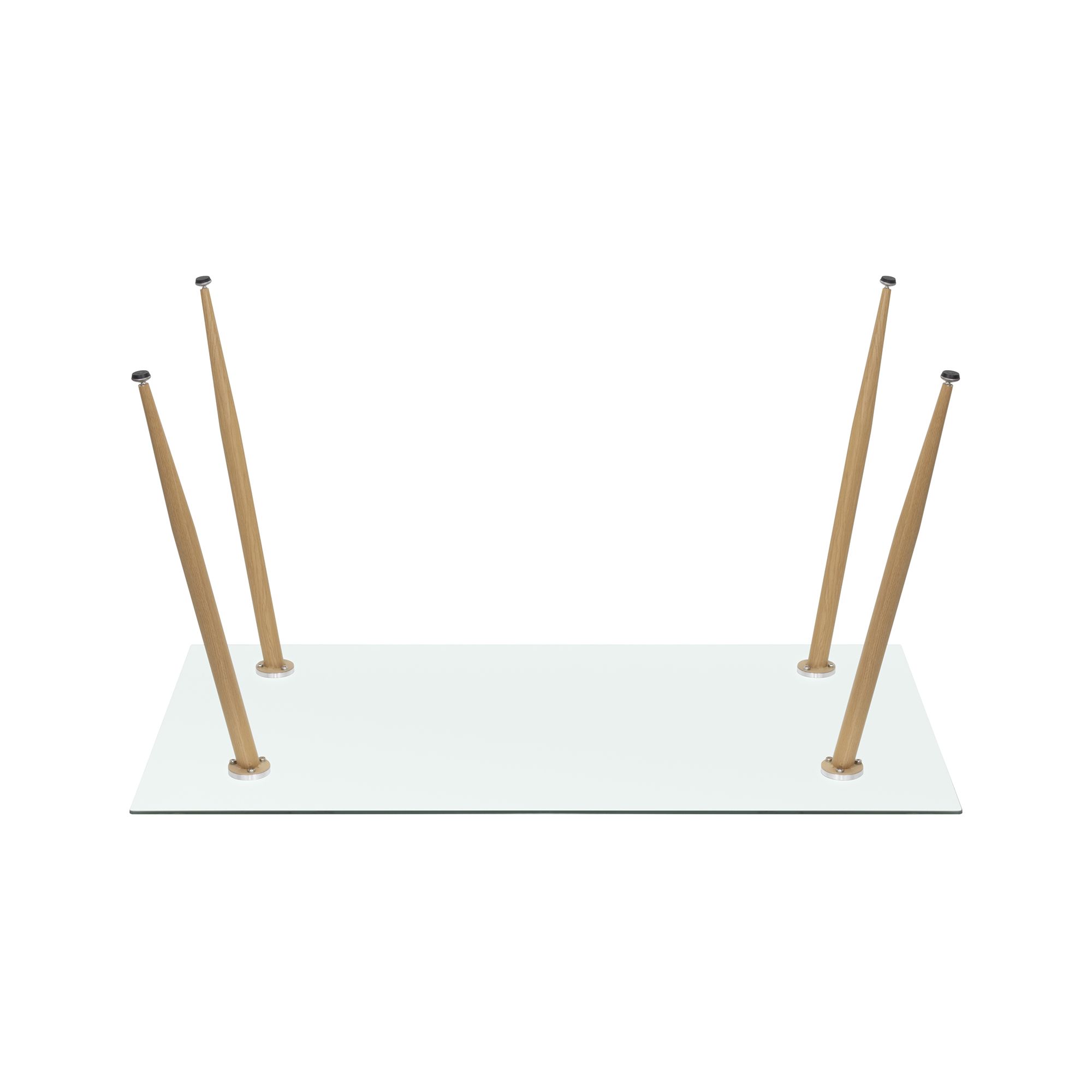 Esszimmer-Tisch BEALE | Tischplatte: Transparentes Glas | Beine: Holz 160 cm