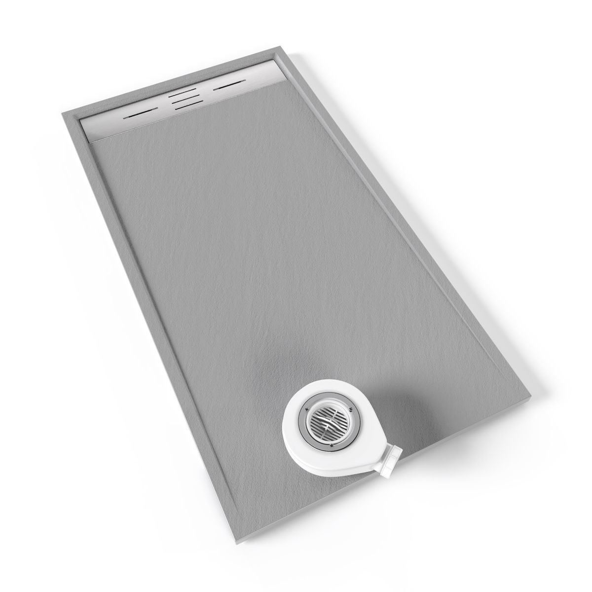 SMC Duschwanne Hiemal in Schieferoptik inkl. Ablaufgarnitur Grau mit Edelstahldeckel SMC Duschwanne Hiemal in Schieferoptik inkl. Ablaufgarnitur Grau mit Edelstahldeckel 90x160 cm