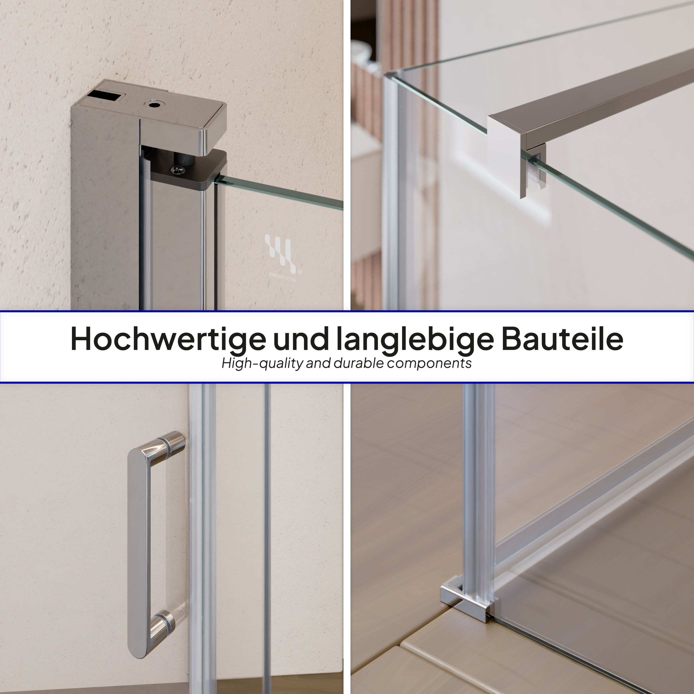Front-entry Hellen with folding door made of ESG safety glass Hellen – Fronteinstieg mit Klapptür aus ESG Sicherheitsglas - Höhe: 190 cm