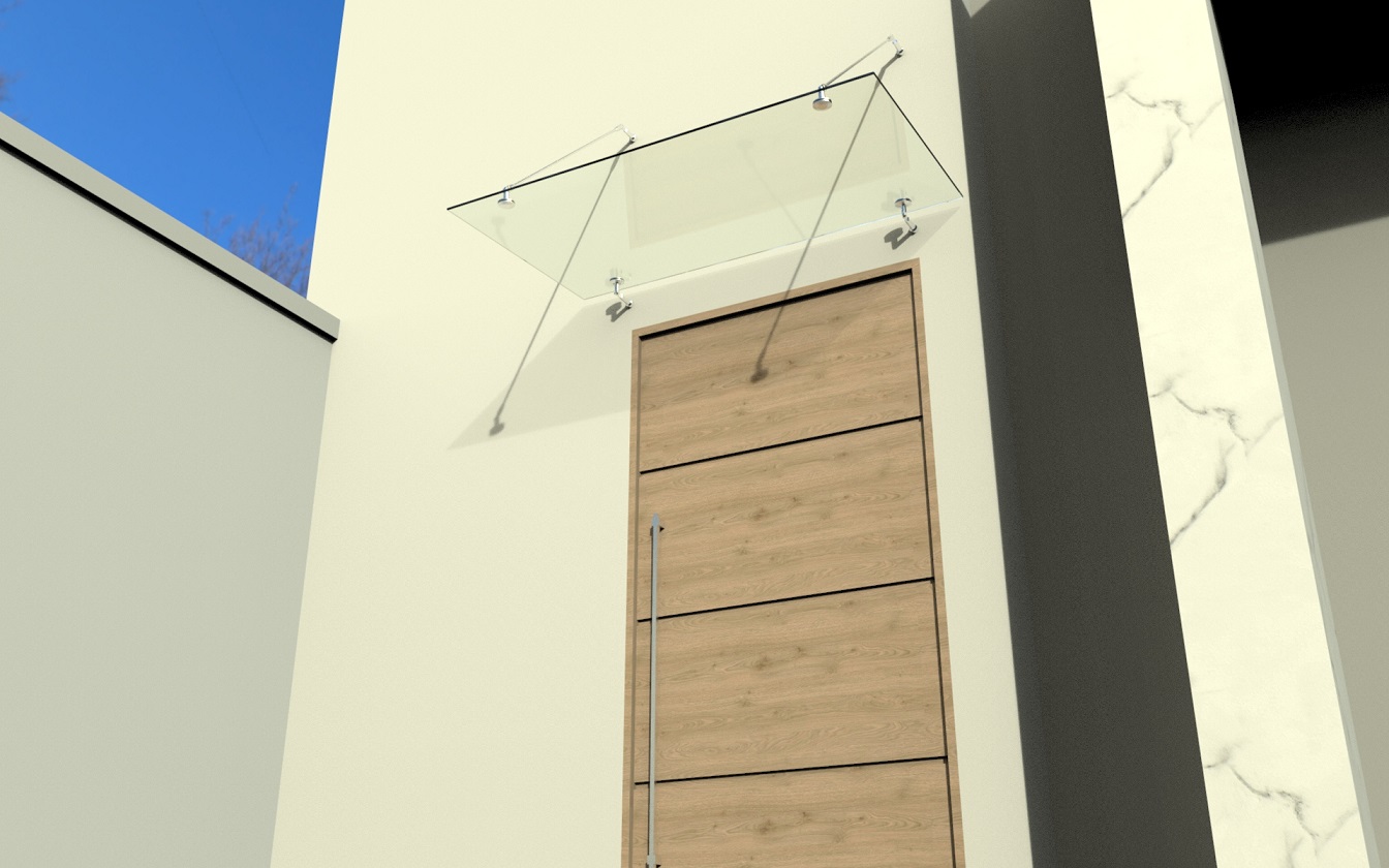 Glasvordach Edelstahl Türvordach Glas Halterung Haustür Klarglas VSG - diverse Größen