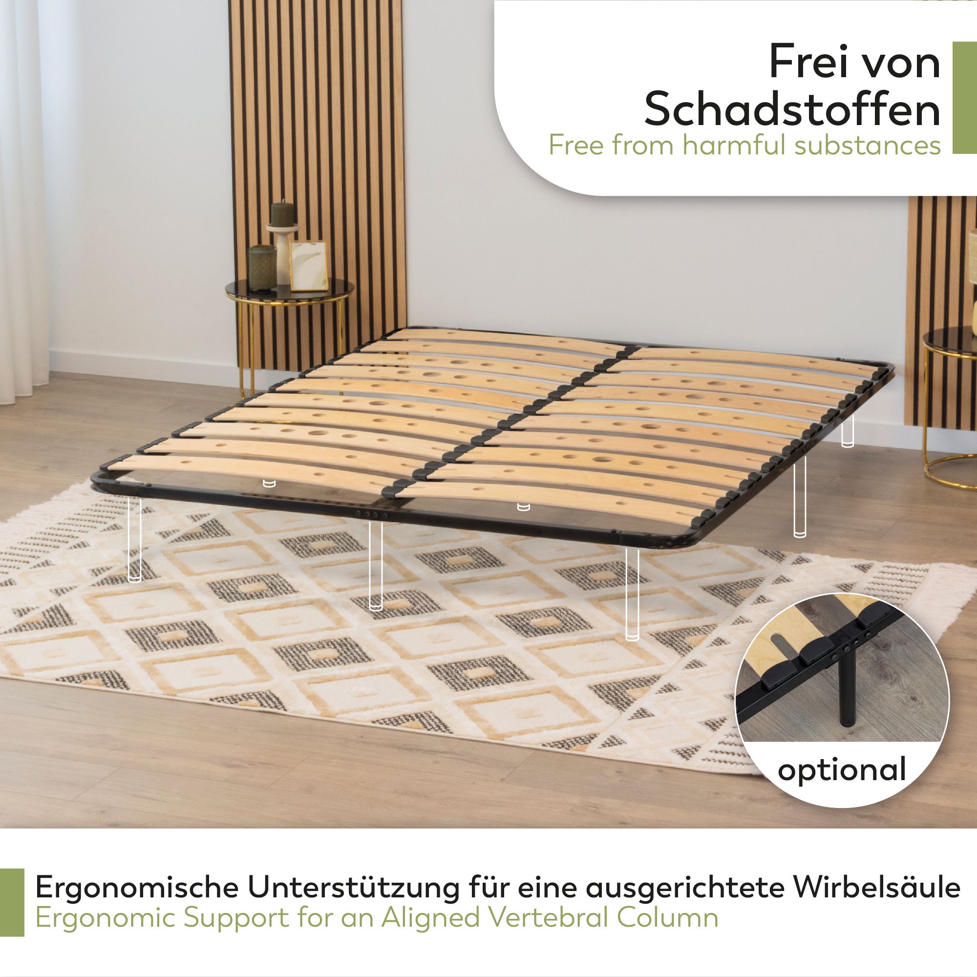 Lattenrost AUSTEN mit Holzlamellen – Stabiler Metallrahmen in Schwarz 140x200 Lattenrost AUSTEN mit Holzlamellen – Stabiler Metallrahmen in Schwarz 200x200