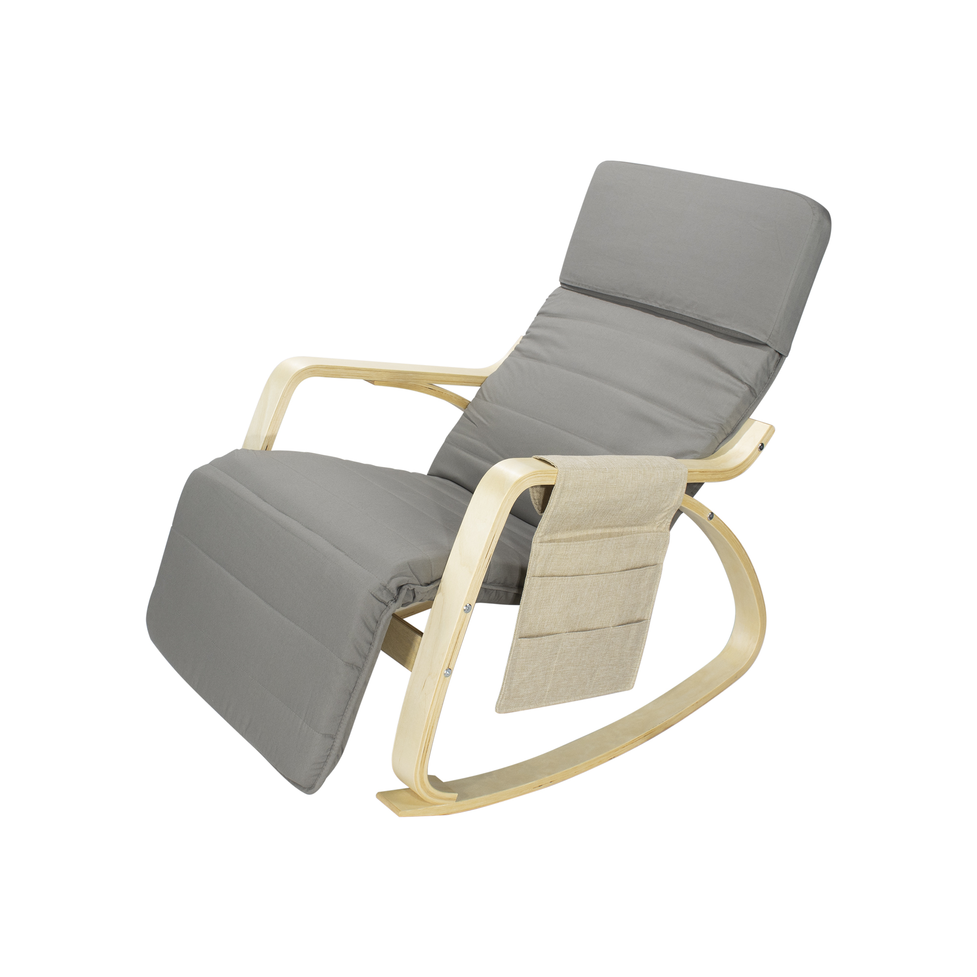 Relaxstuhl Schwingstuhl mit verstellbarem Fussteil - Farbe: Grau