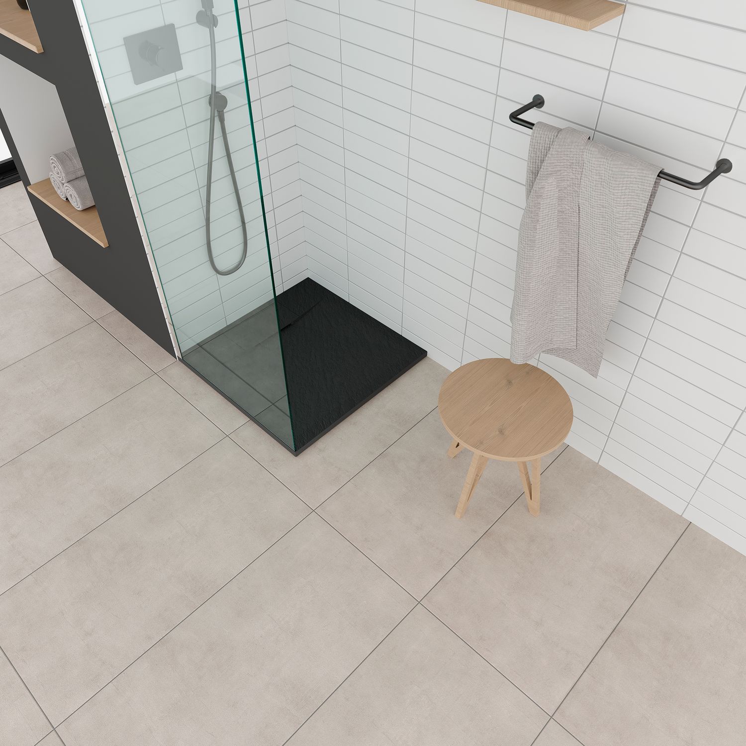 SMC Duschwanne Polar 80x80 cm, Duschtasse in Steinoptik inkl. Ablaufgarnitur - Schwarz Polar – SMC Duschwanne in Stein-Optik inkl. Ablaufgarnitur - Schwarz