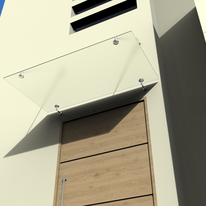 Glasvordach Edelstahl Türvordach Glas Halterung Haustür Satiniert VSG - diverse Größen