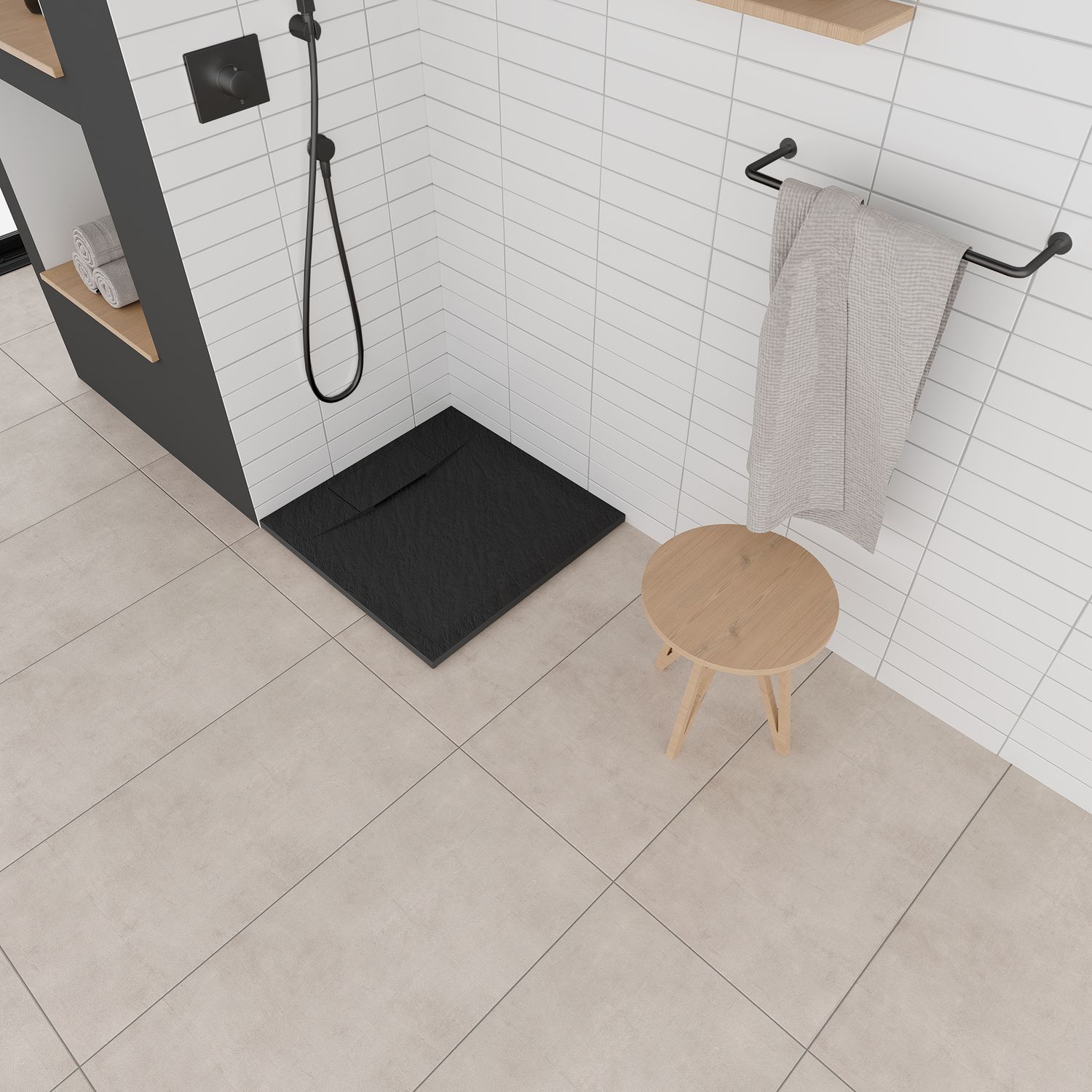 SMC Duschwanne Polar 80x80 cm, Duschtasse in Steinoptik inkl. Ablaufgarnitur - Schwarz SMC Duschwanne Polar 90x90 cm, Duschtasse in Steinoptik inkl. Ablaufgarnitur - Schwarz