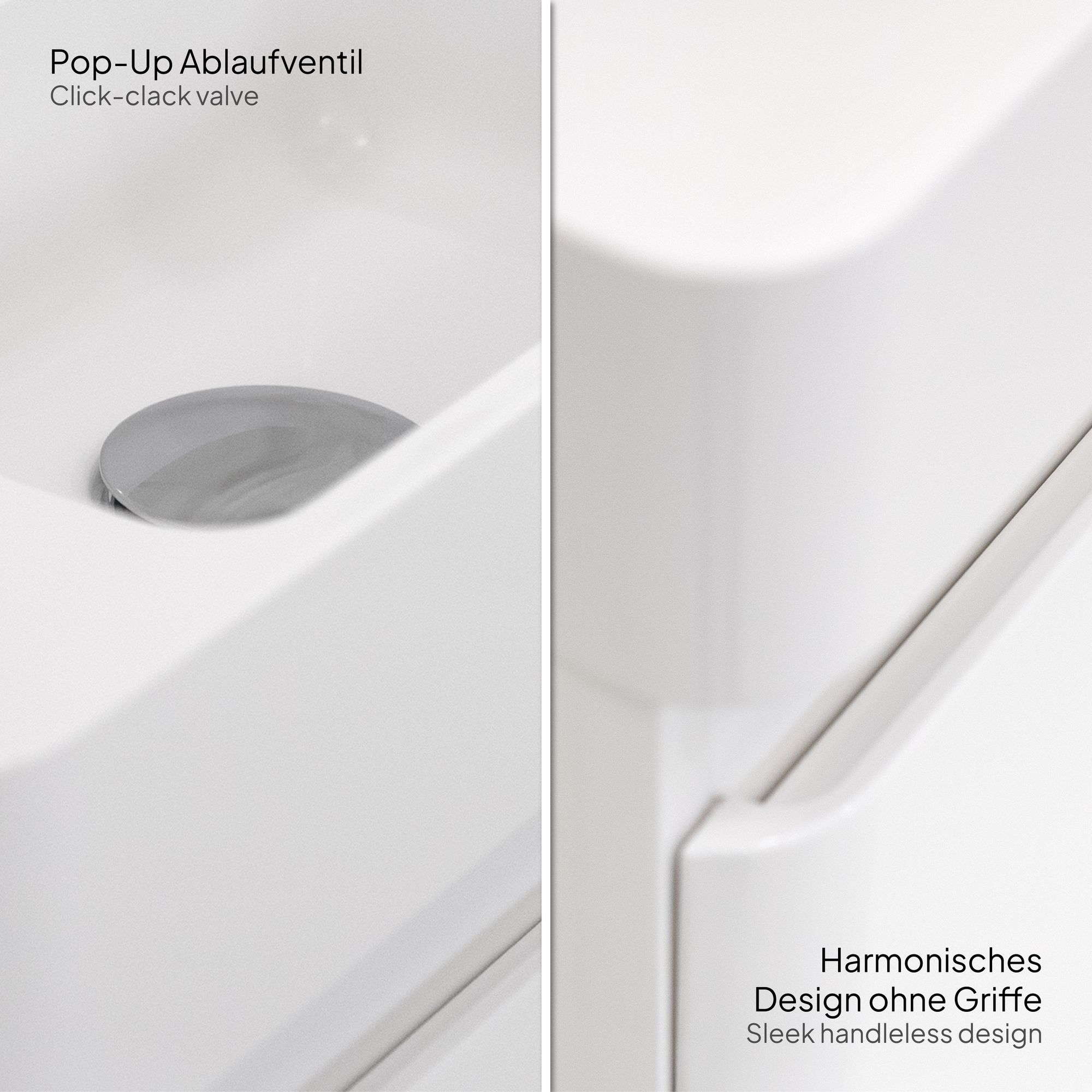 Kompakt-Badmöbel Galene 45 cm – Weiß Hochglanz, Mineralguss-Waschtisch, Wandhängend Kompakt-Badmöbel Galene 45 cm – Weiß Hochglanz, Mineralguss-Waschtisch, Wandhängend