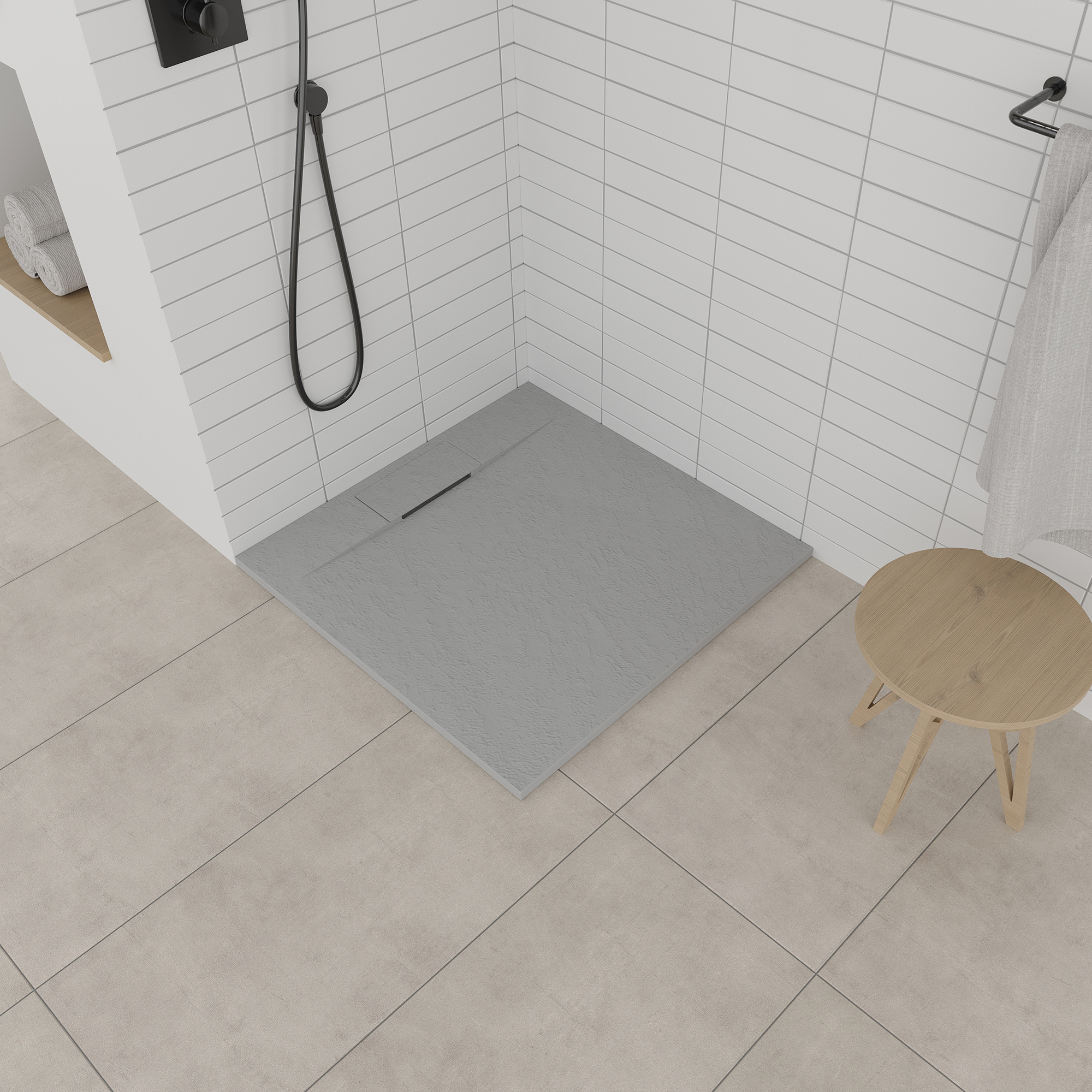 Duschwanne Shimmer aus Sanitäracryl inkl. Ablaufgarnitur - Grau