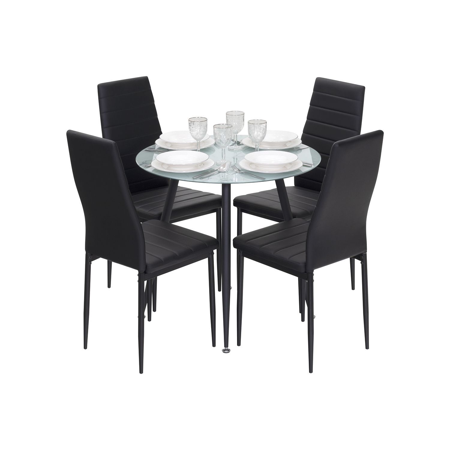 Esszimmer-Tisch CORIN | Tischplatte: Weißer Marmor | Beine: Schwarz 80 cm