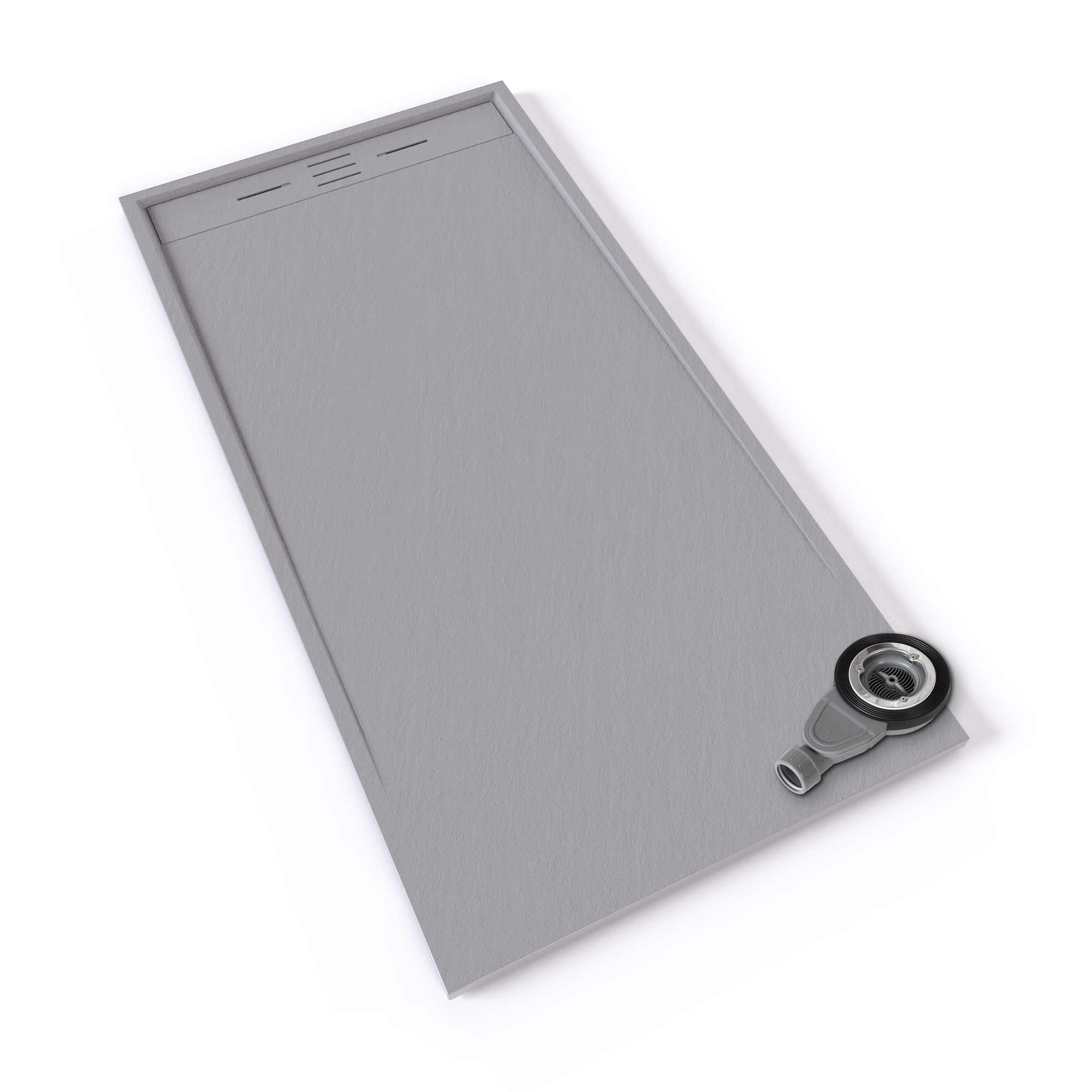 Hiemal – SMC Shower Tray in Slate Finish, Including Gray Drain Assembly