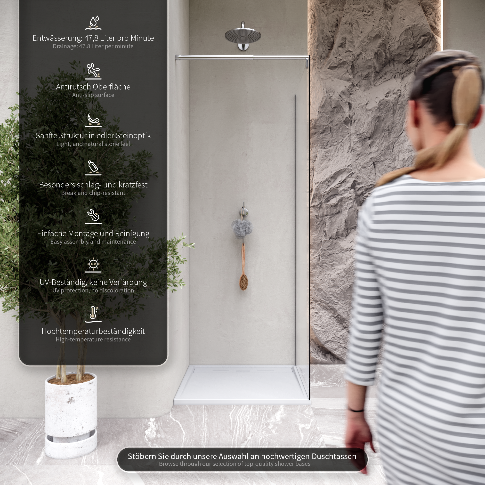 09-Call-to-action-DE.png Duschwanne Shimmer STONE aus Sanitäracryl inkl. Ablaufgarnitur - Weiß