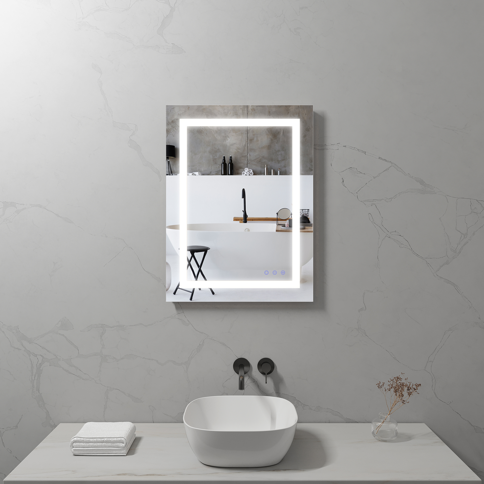 LED Badezimmer Spiegel Oblong mit dimmbarer Beleuchtung, Antibeschlag-Funktion und Farbwechsel Oblong – LED Badezimmer Spiegel mit dimmbarer Beleuchtung, Antibeschlag-Funktion und Farbwechsel