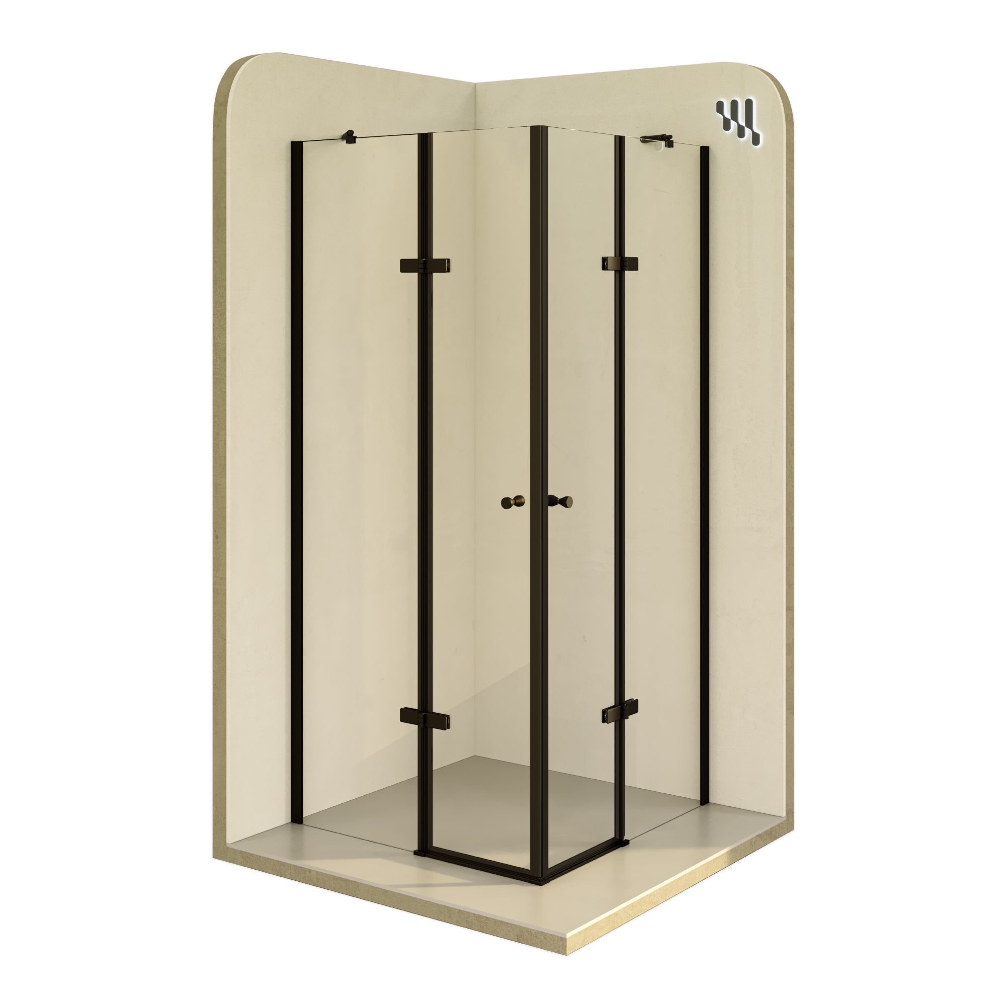 Corner Entry Alice BLACK with Folding Doors made of ESG Safety Glass Corner Entry Alice BLACK with Folding Doors made of ESG Safety Glass