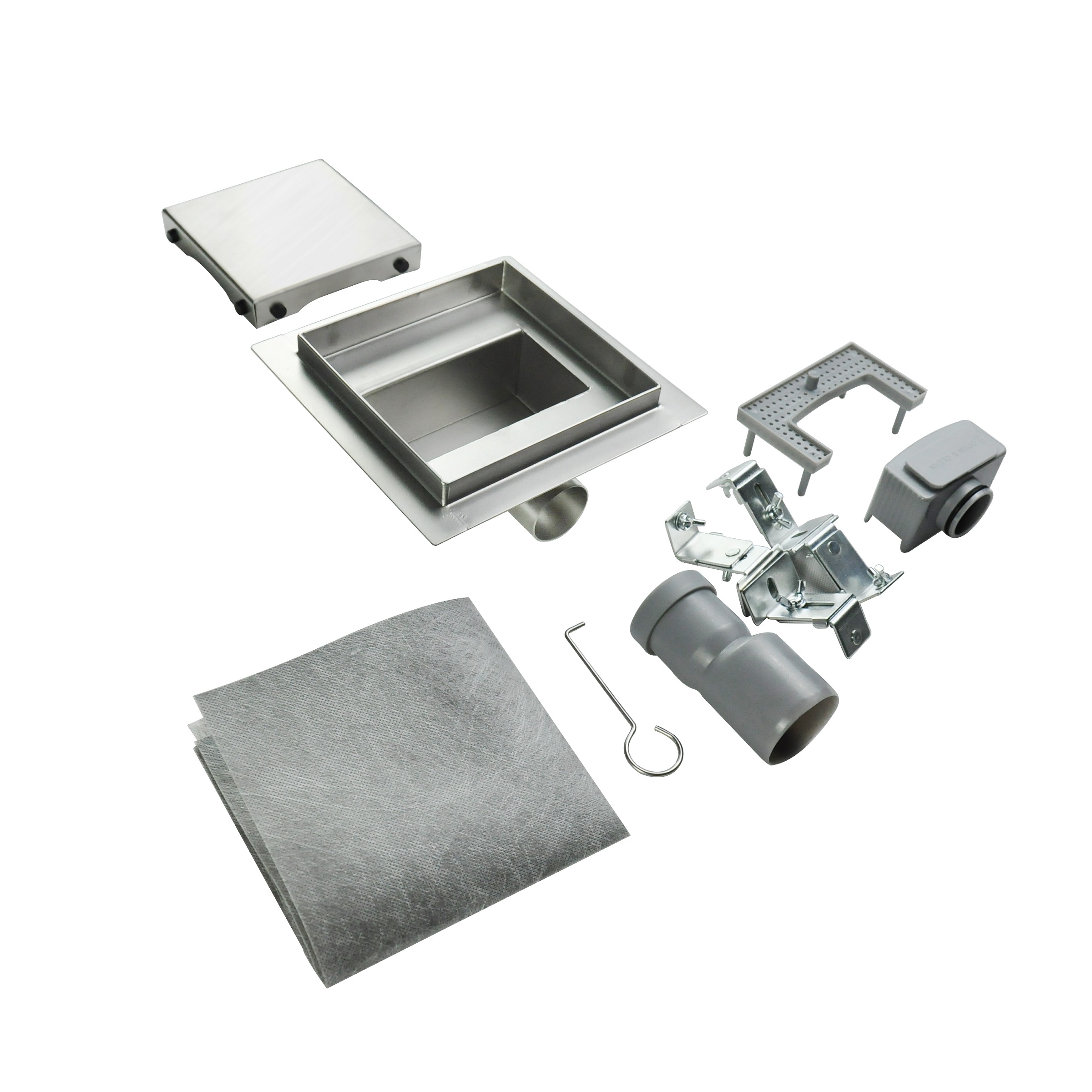 Square Shower Drain Q1 made of Stainless Steel for Flat Installation