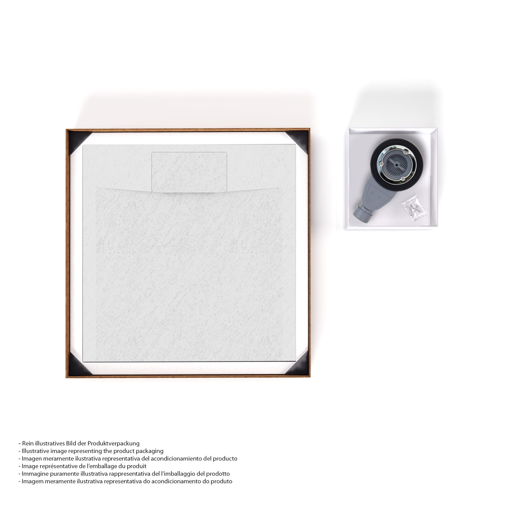 SMC Shower Tray Polar in Stone Look with Drain Assembly - White