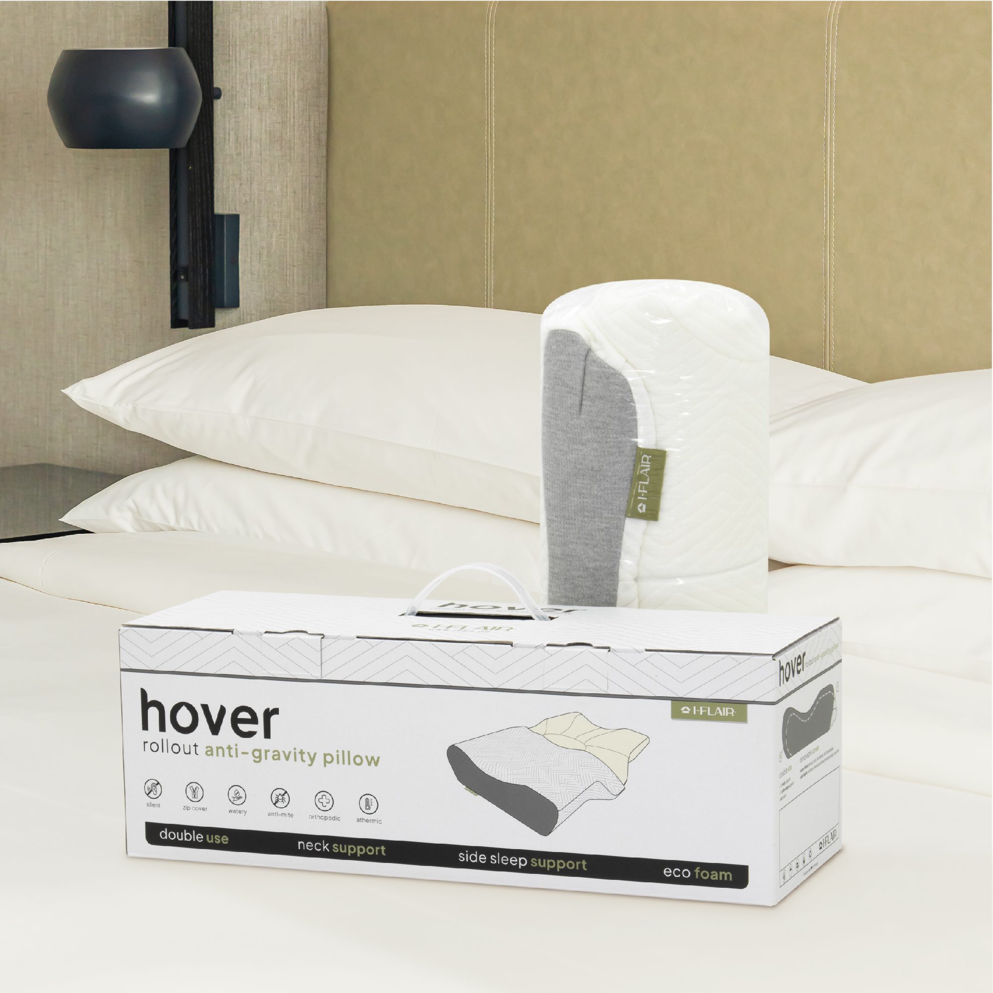HOVER - Premium Nackenstützkissen mit Tencel Bezug und ergonomischem Eco Foam Kern
