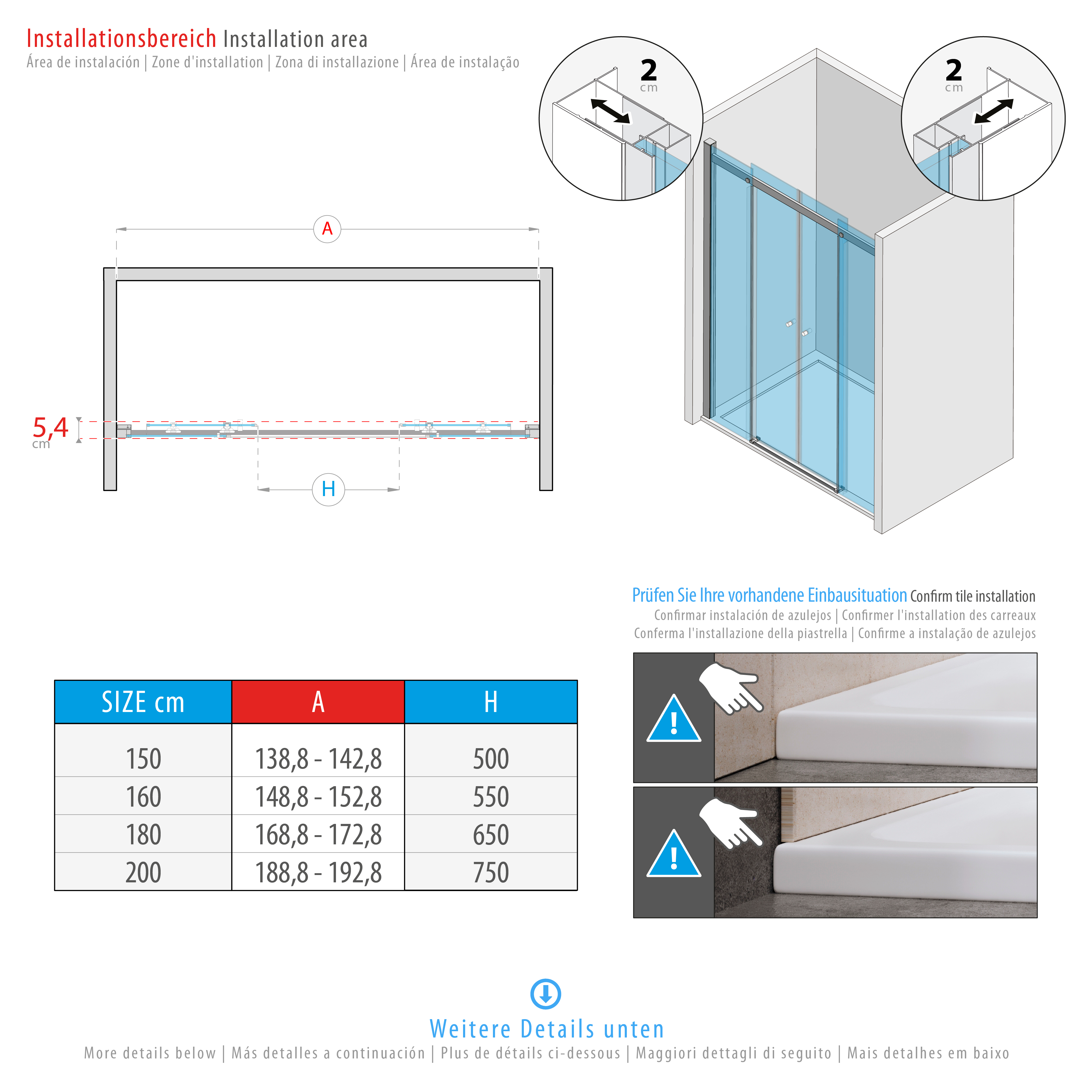 Duschtür Nischentür Kaylee DD Black mit Schiebetür aus 6mm ESG Klarglas 200x 195 cm-195 cm