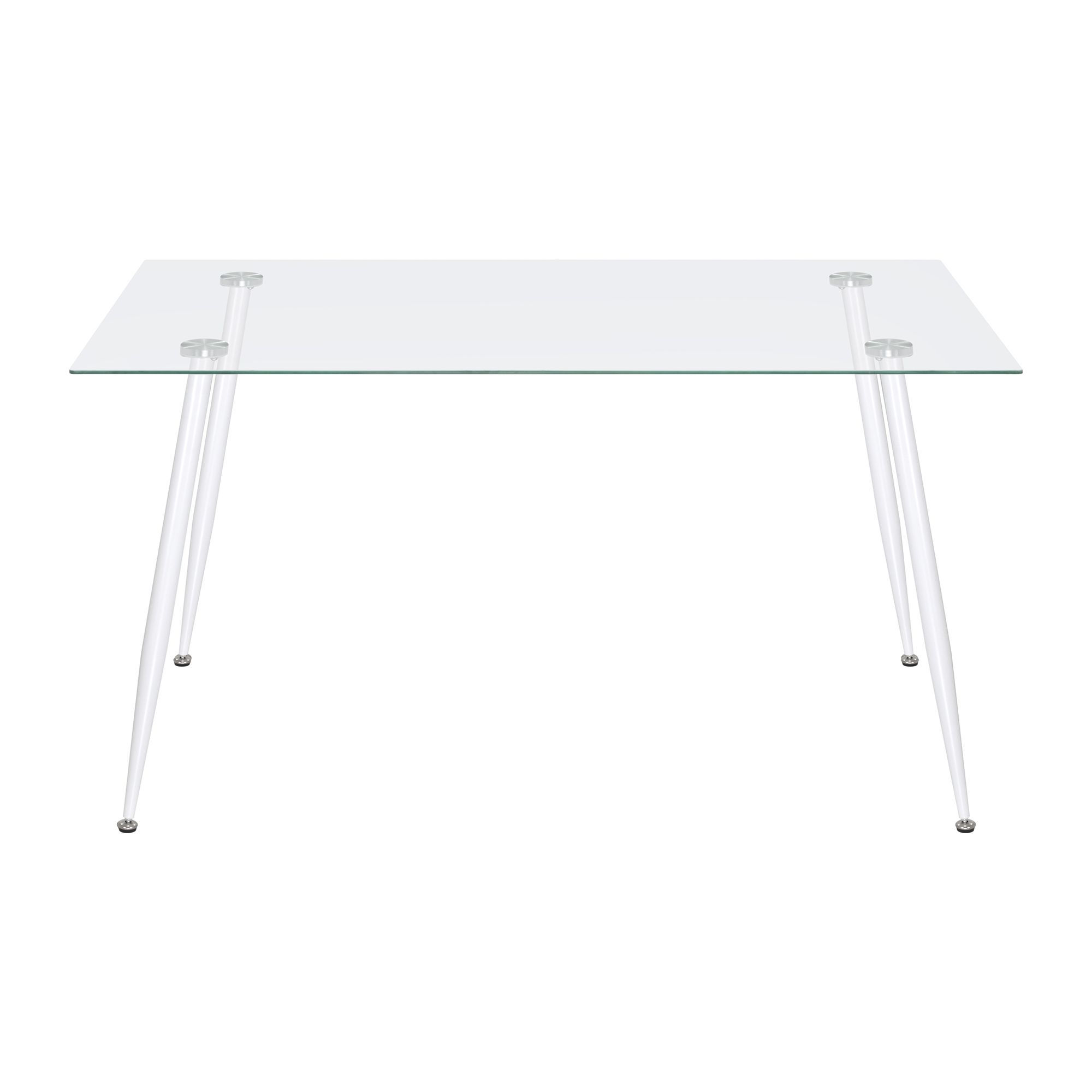 Esszimmer-Tisch BEALE | Tischplatte: Transparentes Glas | Beine: Weiß 160 cm