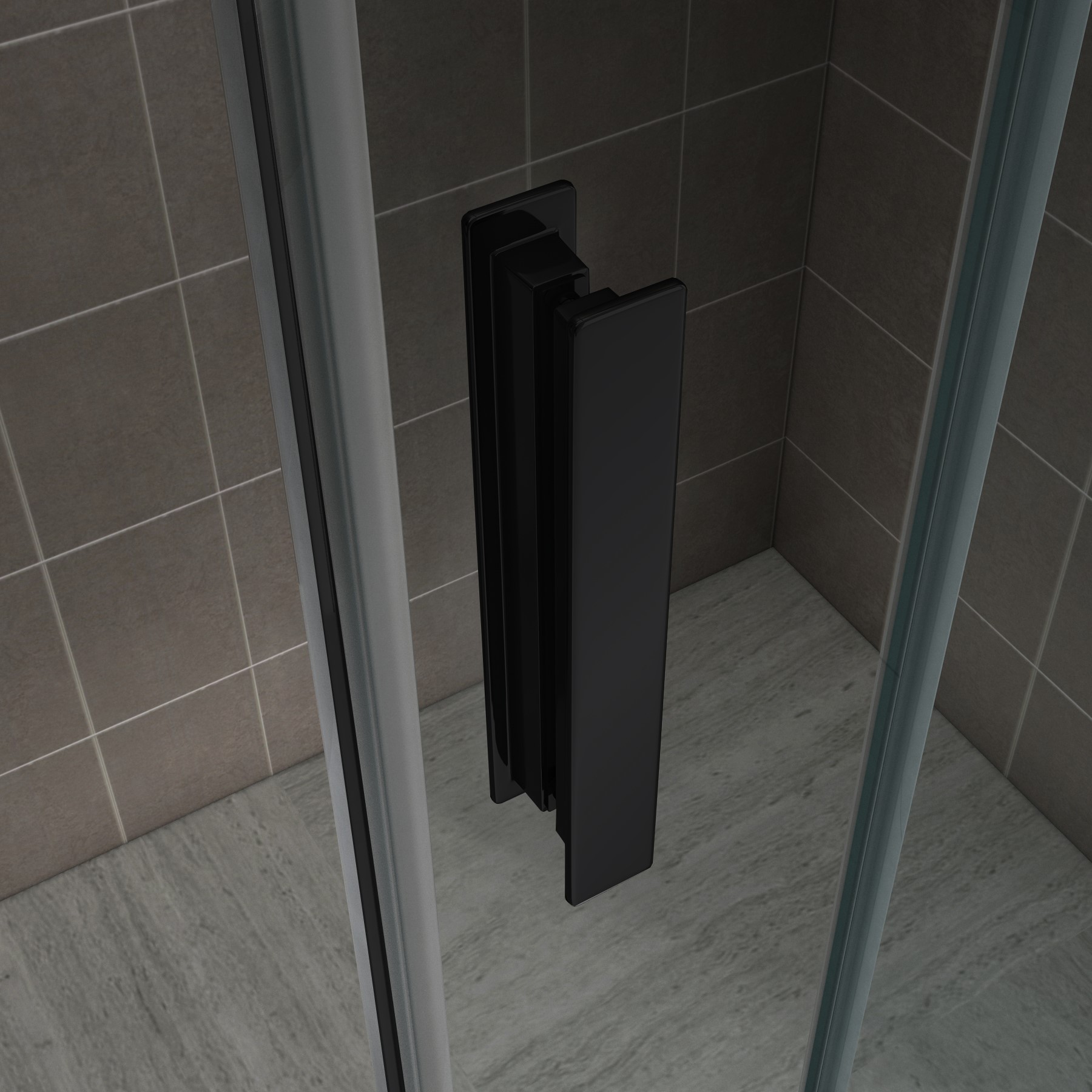 Walk-In Shower Wall NADINE with Sliding Door in Black made of 8mm Tempered Clear Glass