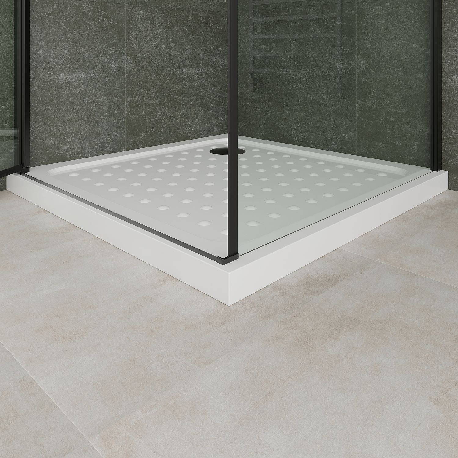 Fronteinstieg Hellen mit Klapptür und schwarzen Profilen aus ESG Sicherheitsglas Fronteinstieg Hellen mit Klapptür und schwarzen Profilen aus ESG Sicherheitsglas