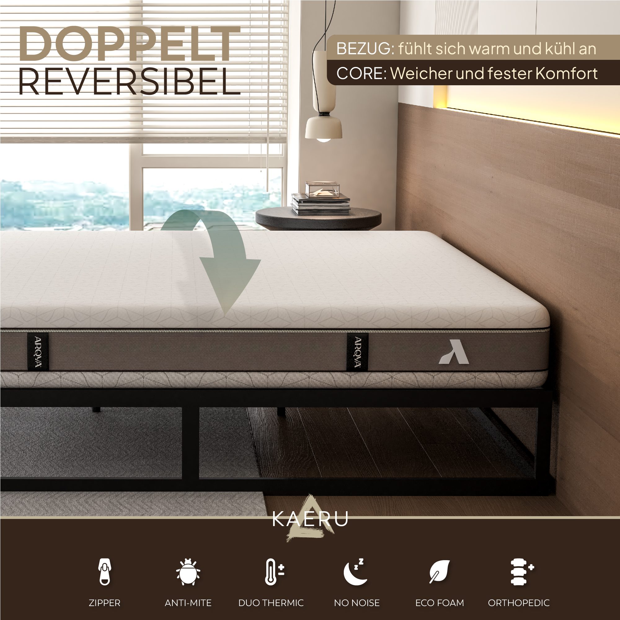 Matratze Kaeru – Wendbare 7-Zonen-Matratze mit zwei Härtegraden