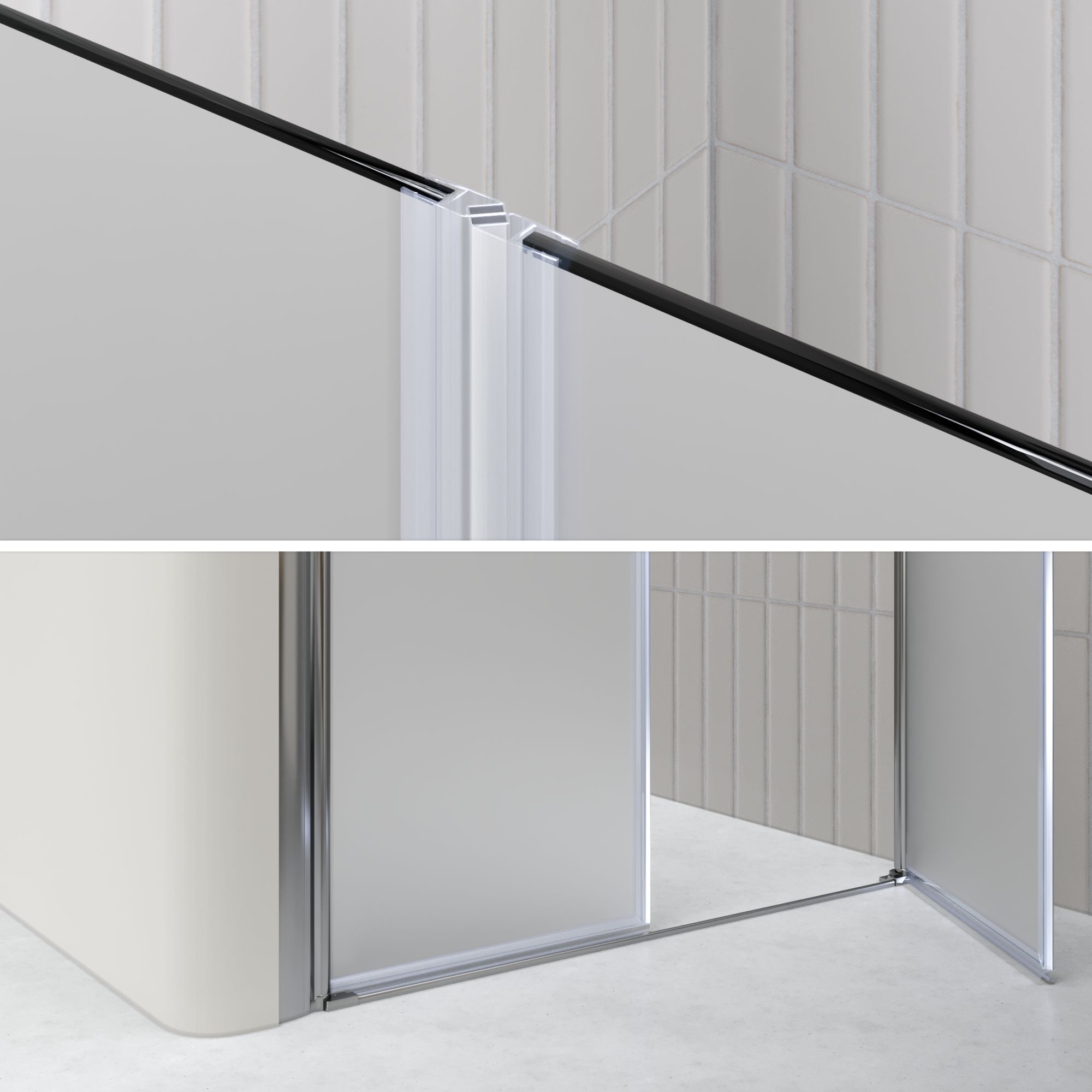 Duschtür Lima mit Pendeltüren 68-140 cm aus satiniertem ESG Sicherheitsglas