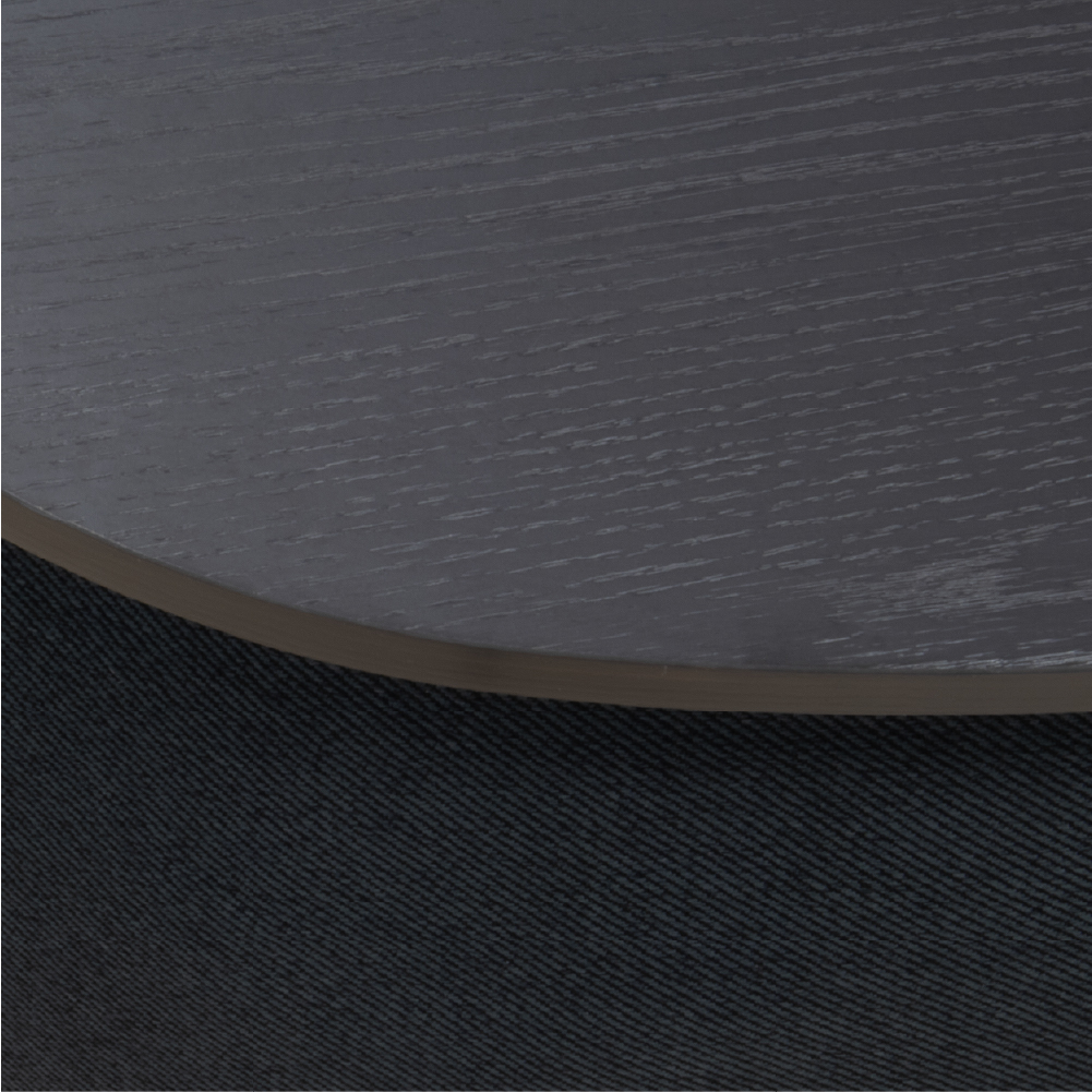 Nisami – 2er-Set Couchtische – flexibel kombinierbare Satztische mit schwarzem Stoffbezug und Holzdekor in Schwarz