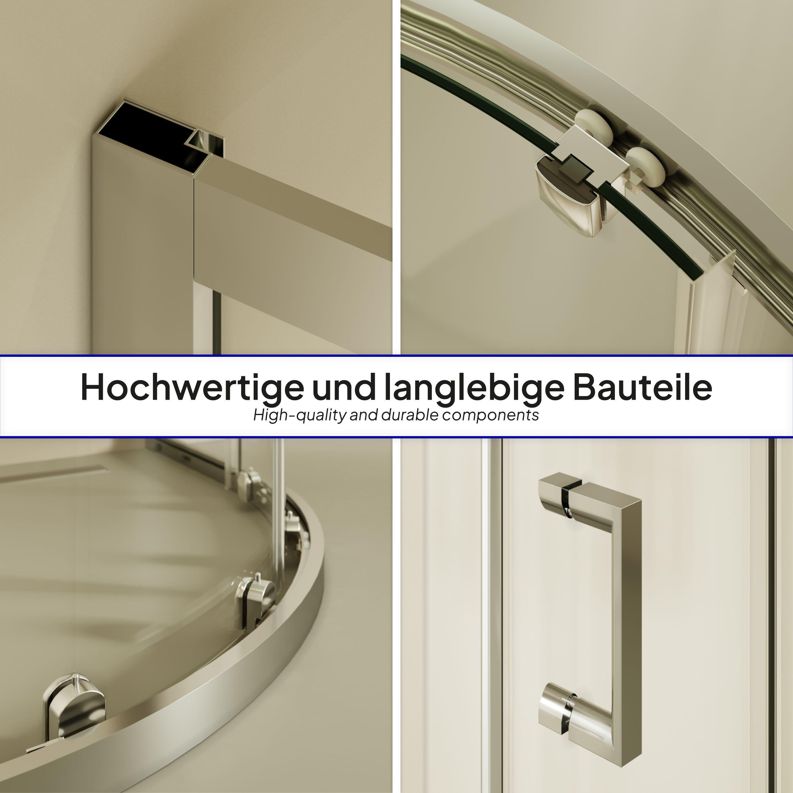 Quarter Circle Shower Ella with Sliding Doors Made of ESG Safety Glass Quarter Circle Shower Ella with Sliding Doors Made of ESG Safety Glass