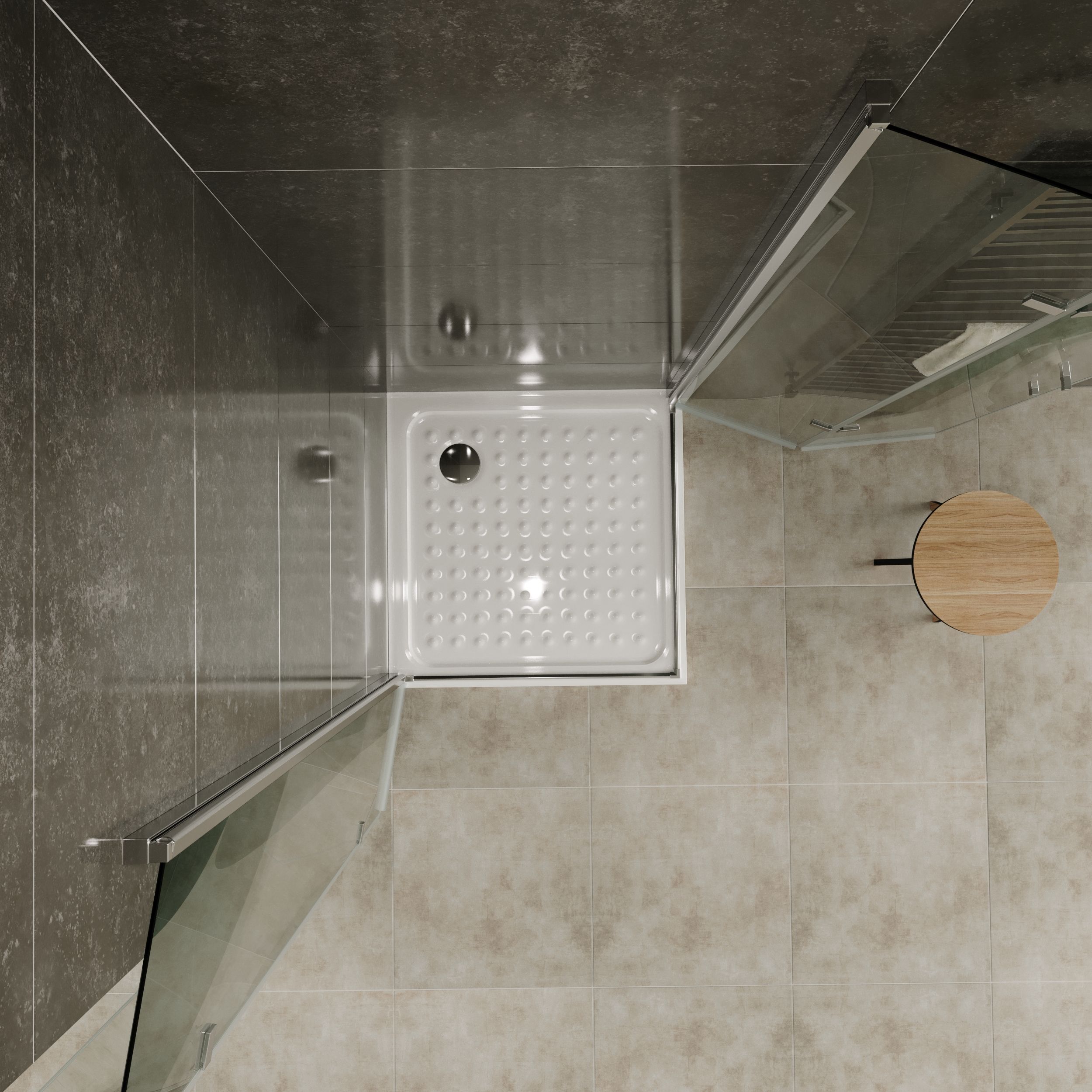 Corner Entry Matilde with Folding Doors made of ESG Safety Glass